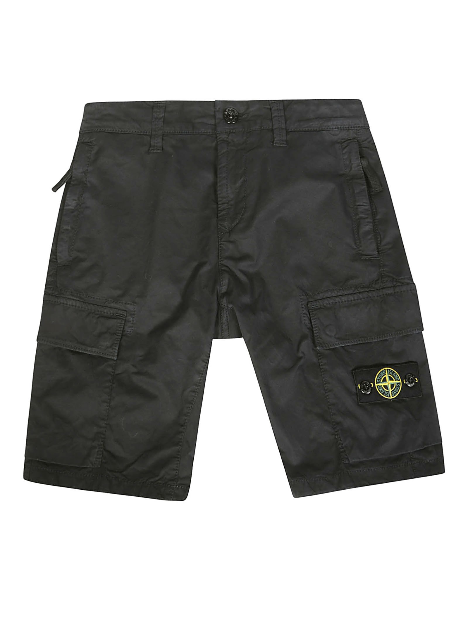 Stone Island Cargo Bermuda Shorts In Nero