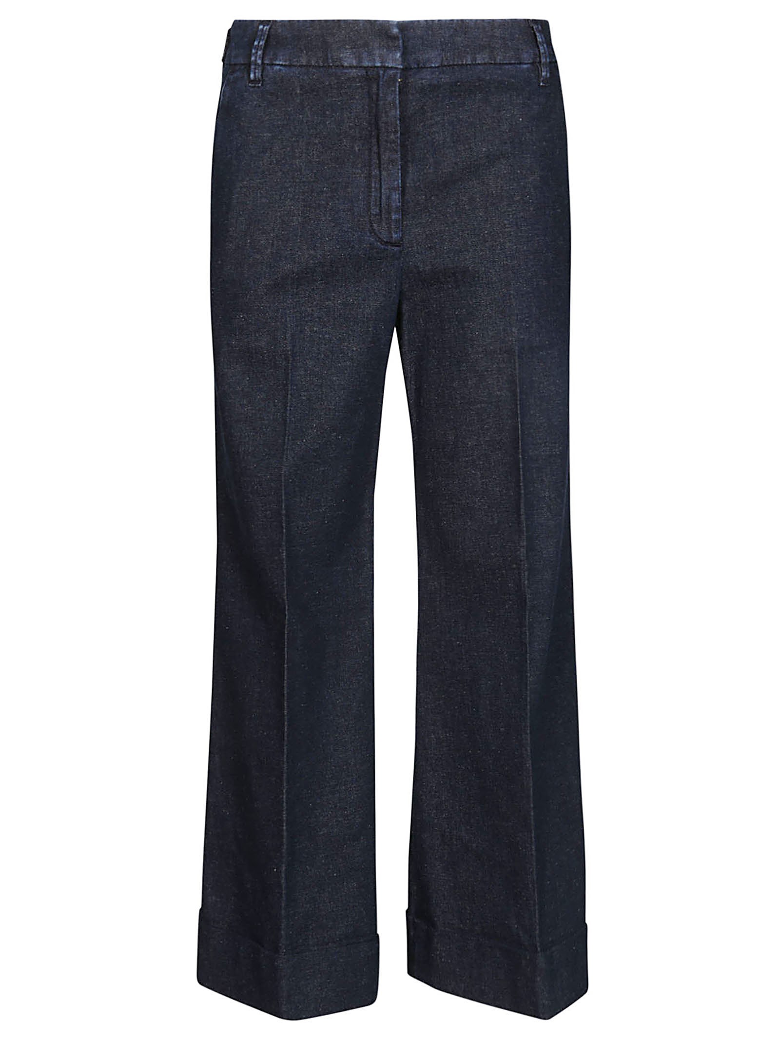 Jacob Cohen Cropped Flare Boot Trousers In Blu