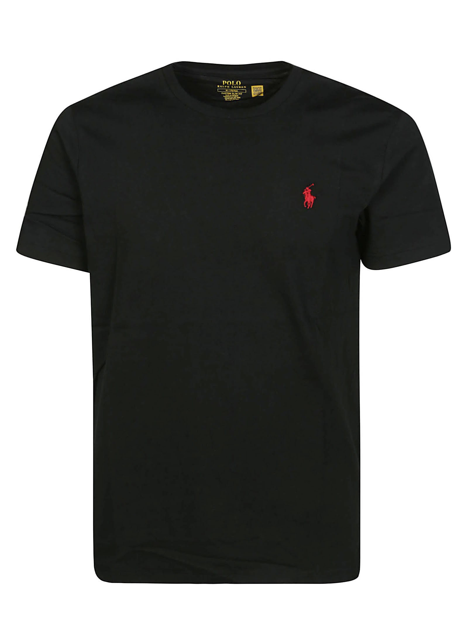 Polo Ralph Lauren Black Crewneck T-shirt With Pony Embroidery On The Front In Nero