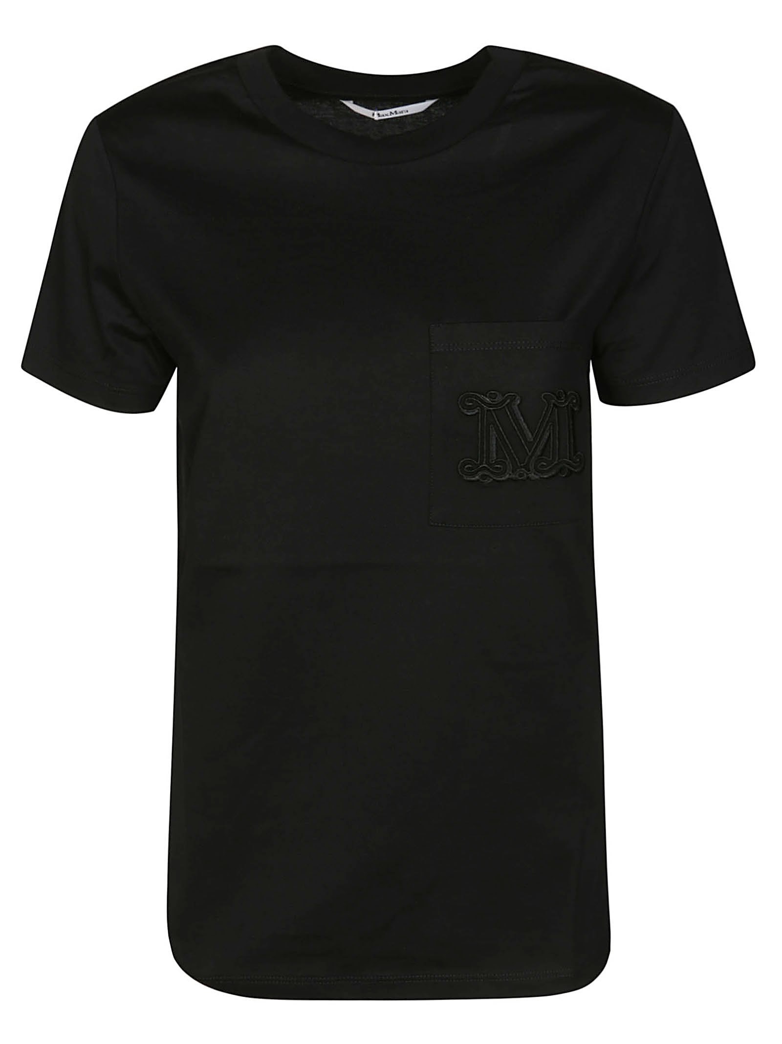 Max Mara Papaia Logo Cotton T-shirt In Nero