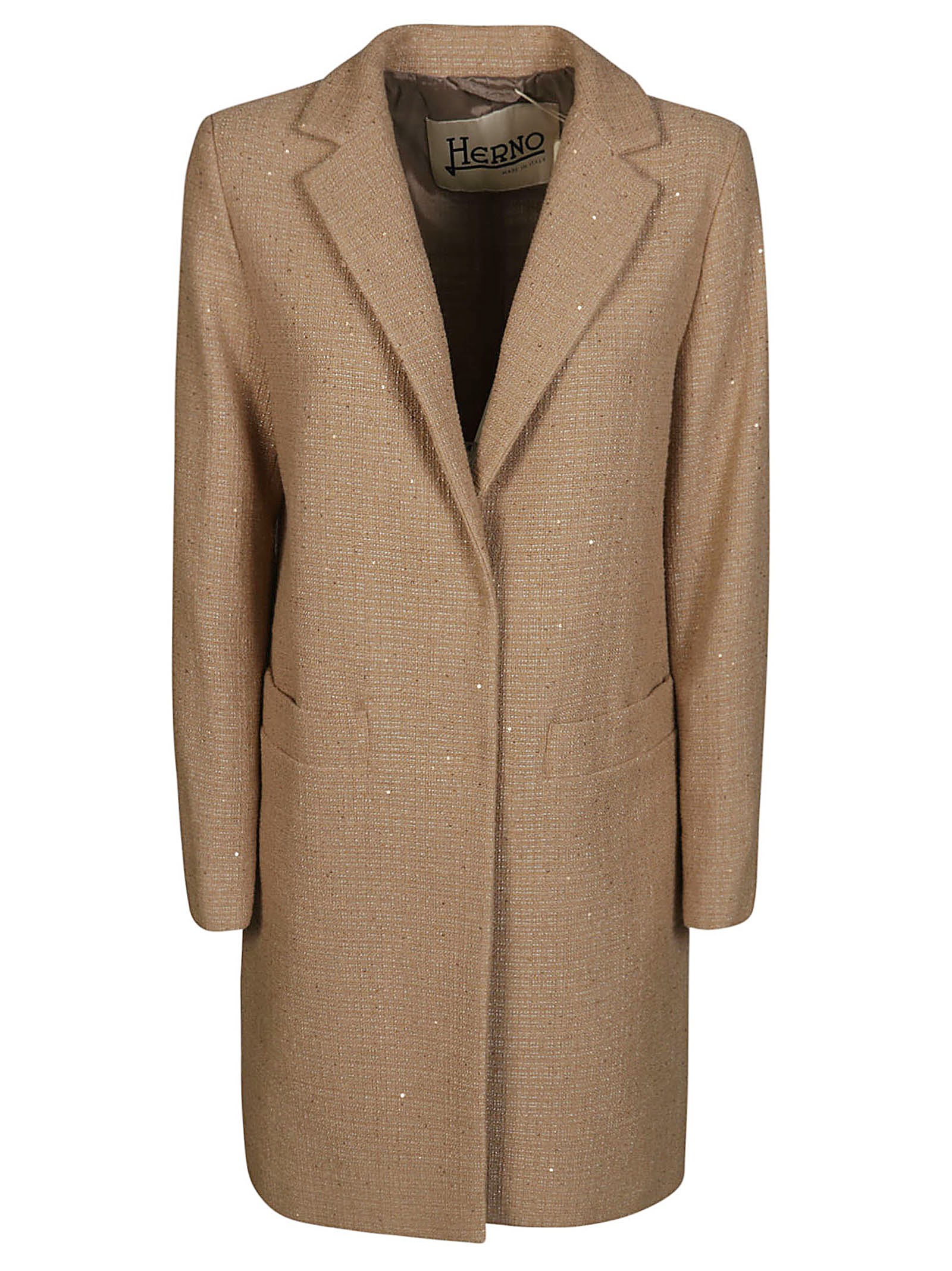 Shop Herno Cappotto Lurex In Beige