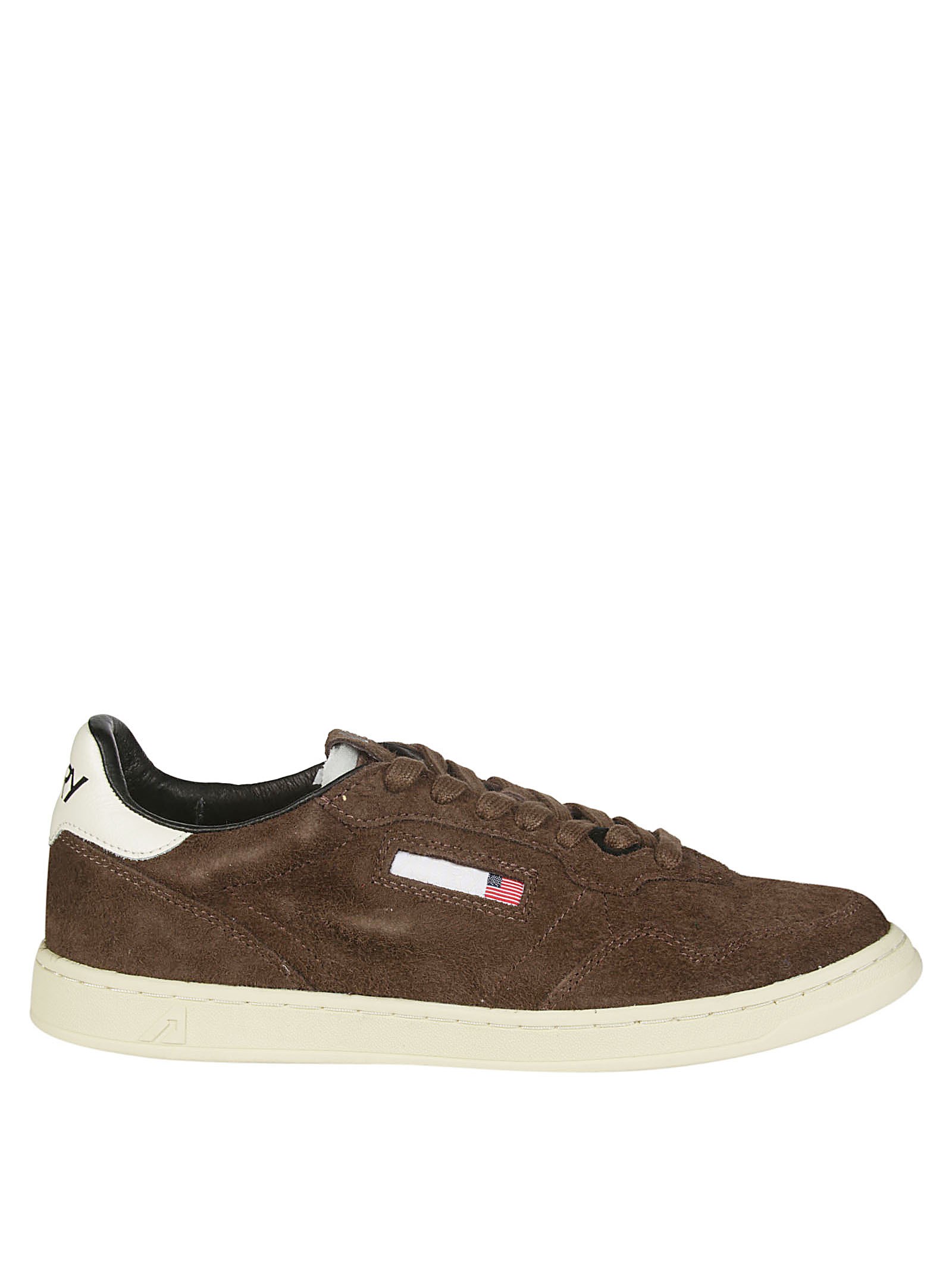 Autry Low Top Suede Sneakers With Contrast Sole In Marrone
