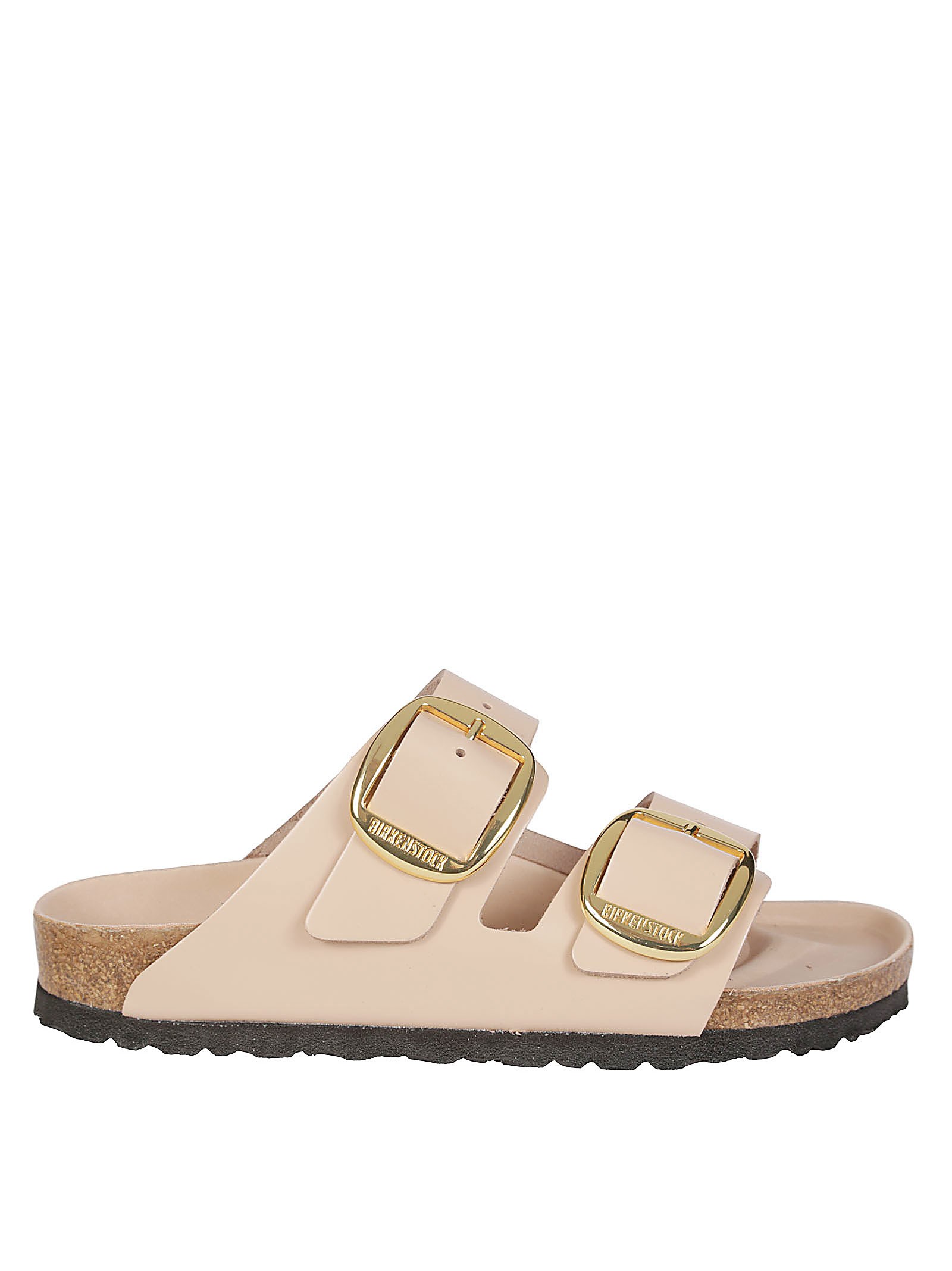 Shop Birkenstock Arizona Big Buckle Shine In Beige