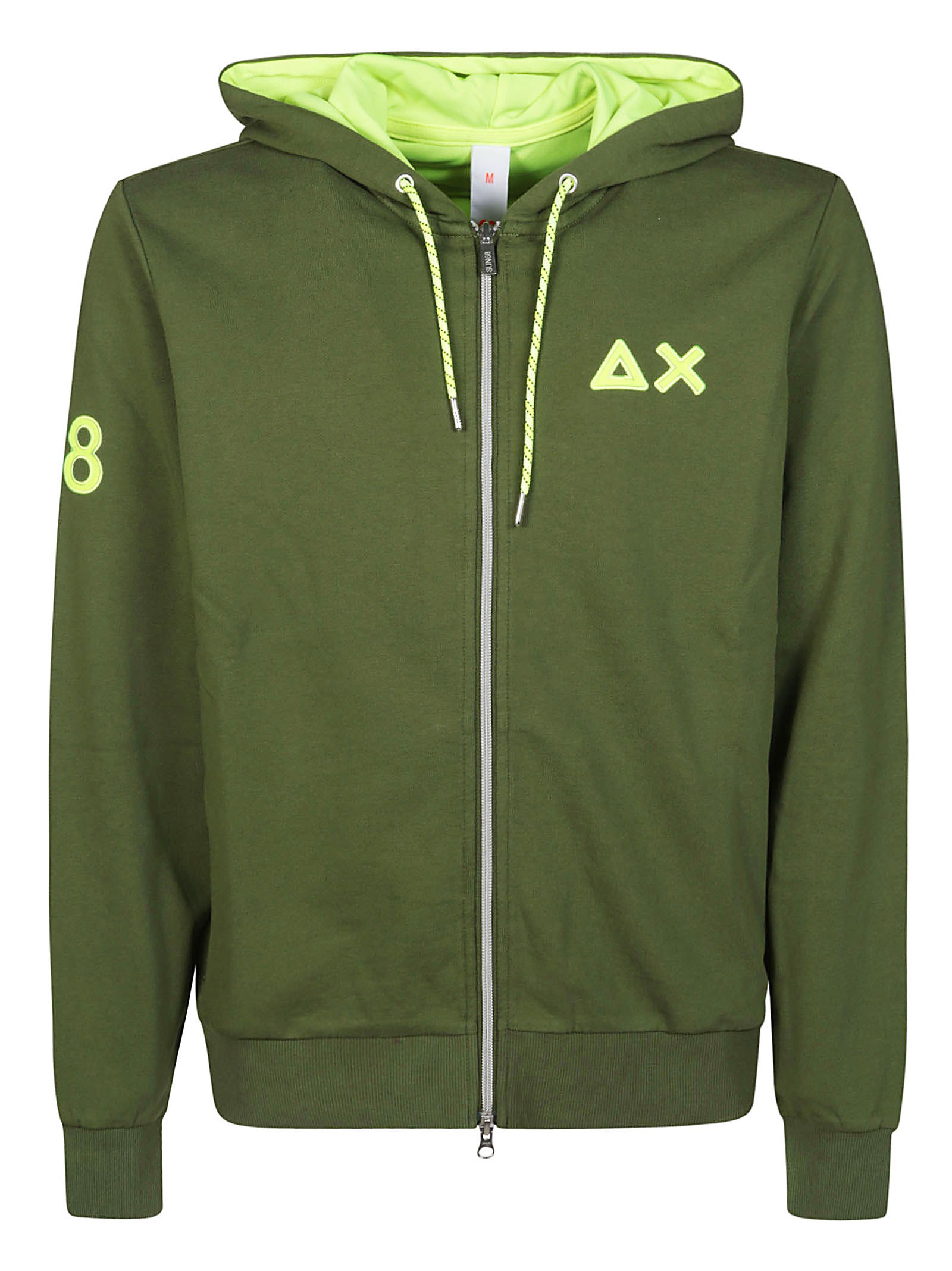 Shop Sun 68 Ful Zip Caapuccio Logo N Fluo In Verde