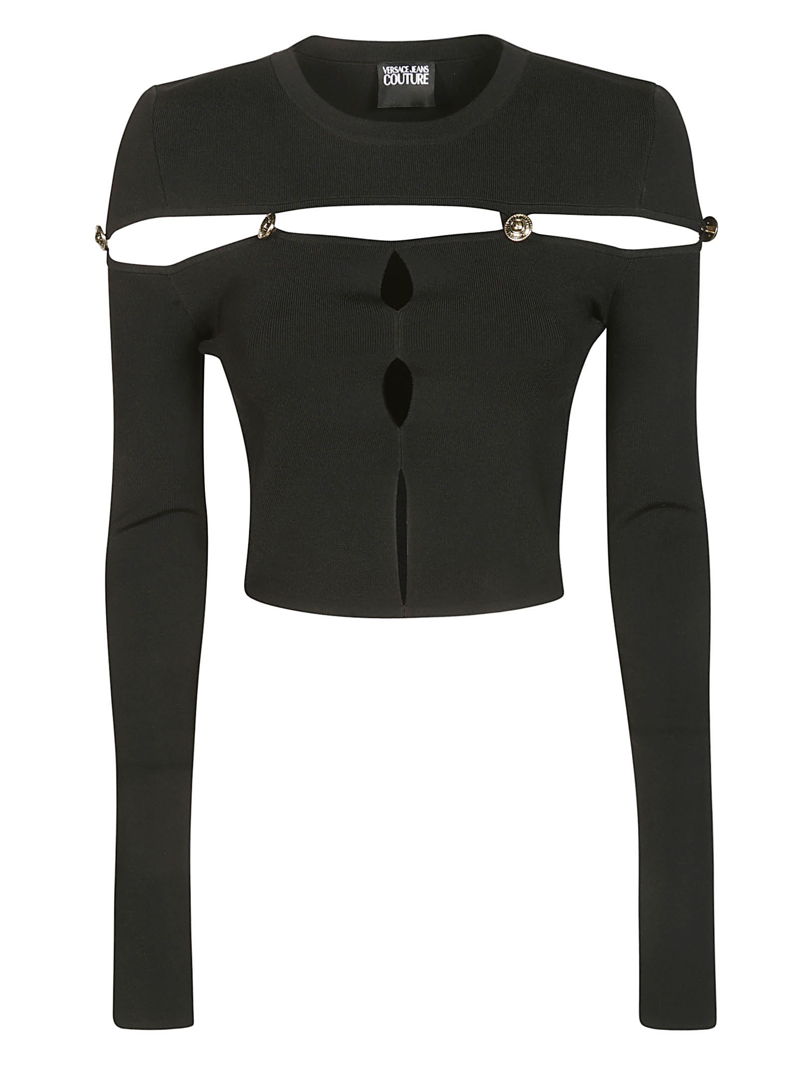 Versace Jeans Couture Knitwear Cut Out In Nero