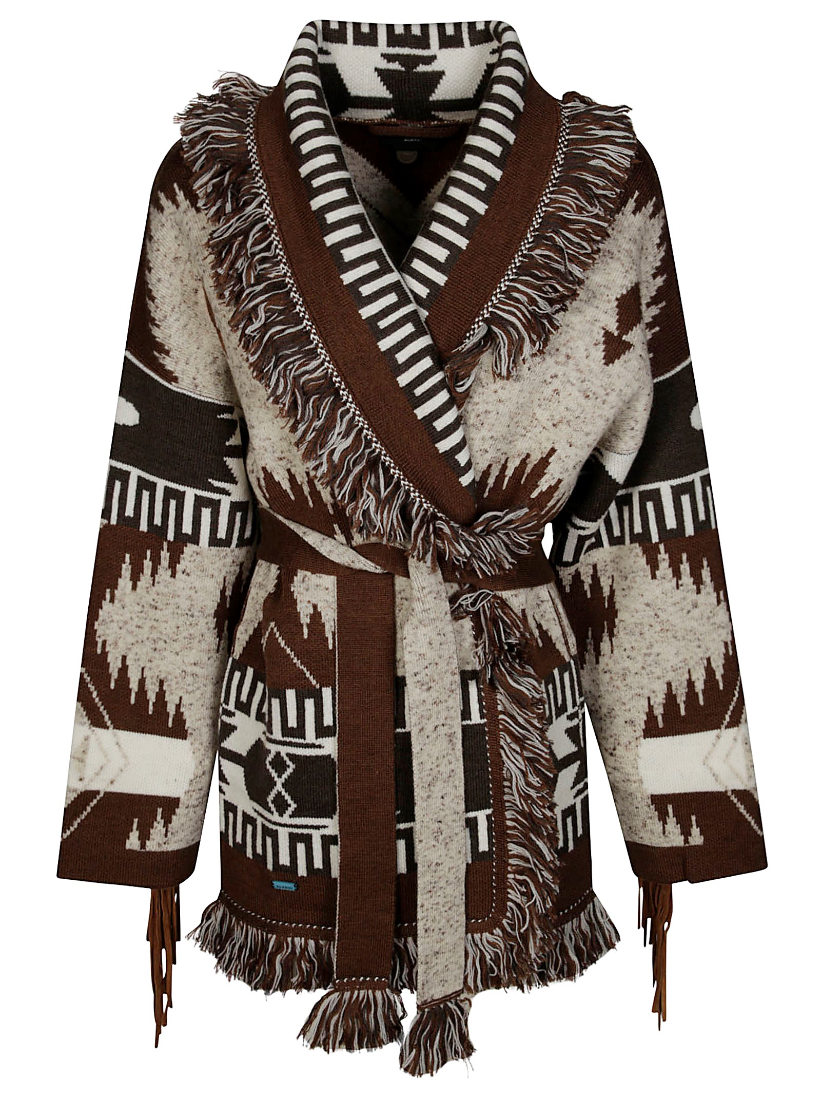 Shop Alanui Icon Jaquard Cardigan In Brown