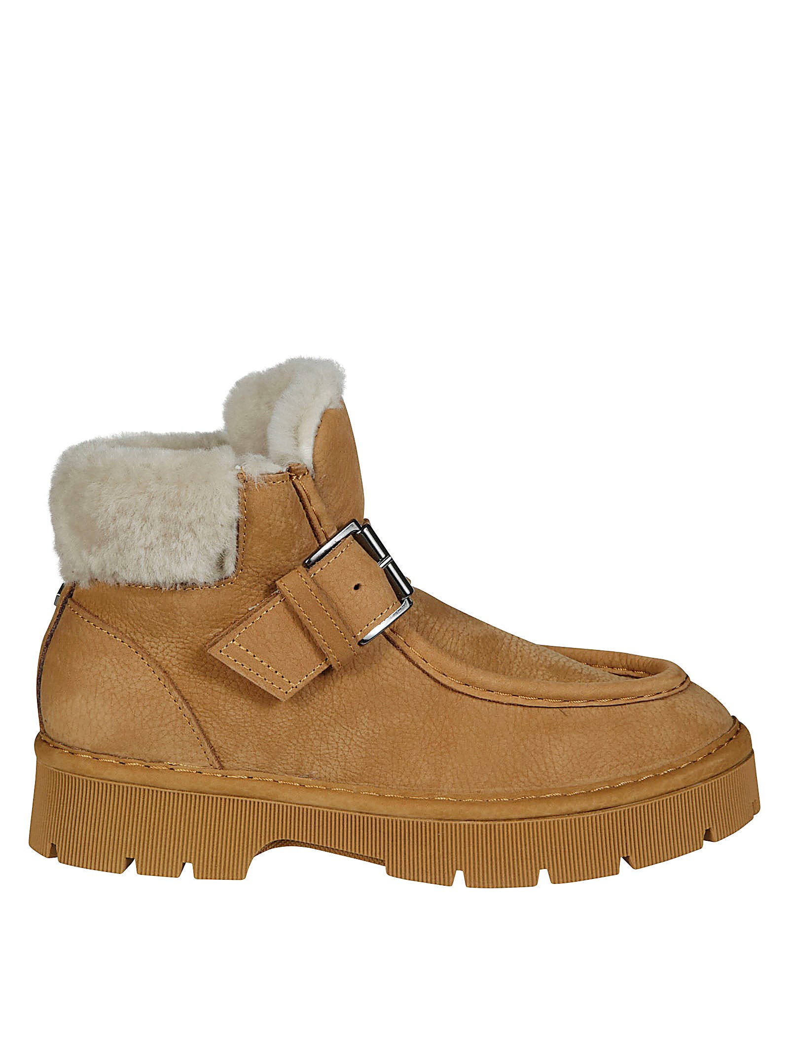 Shop Pànchic Panchic P99 Ankle Strap Boot Shearling In Brown