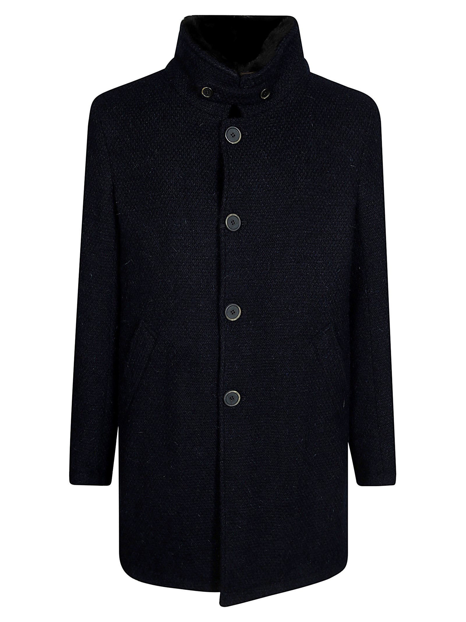 Shop Gimos Gimo's Cappotto Collo Montone In Blue