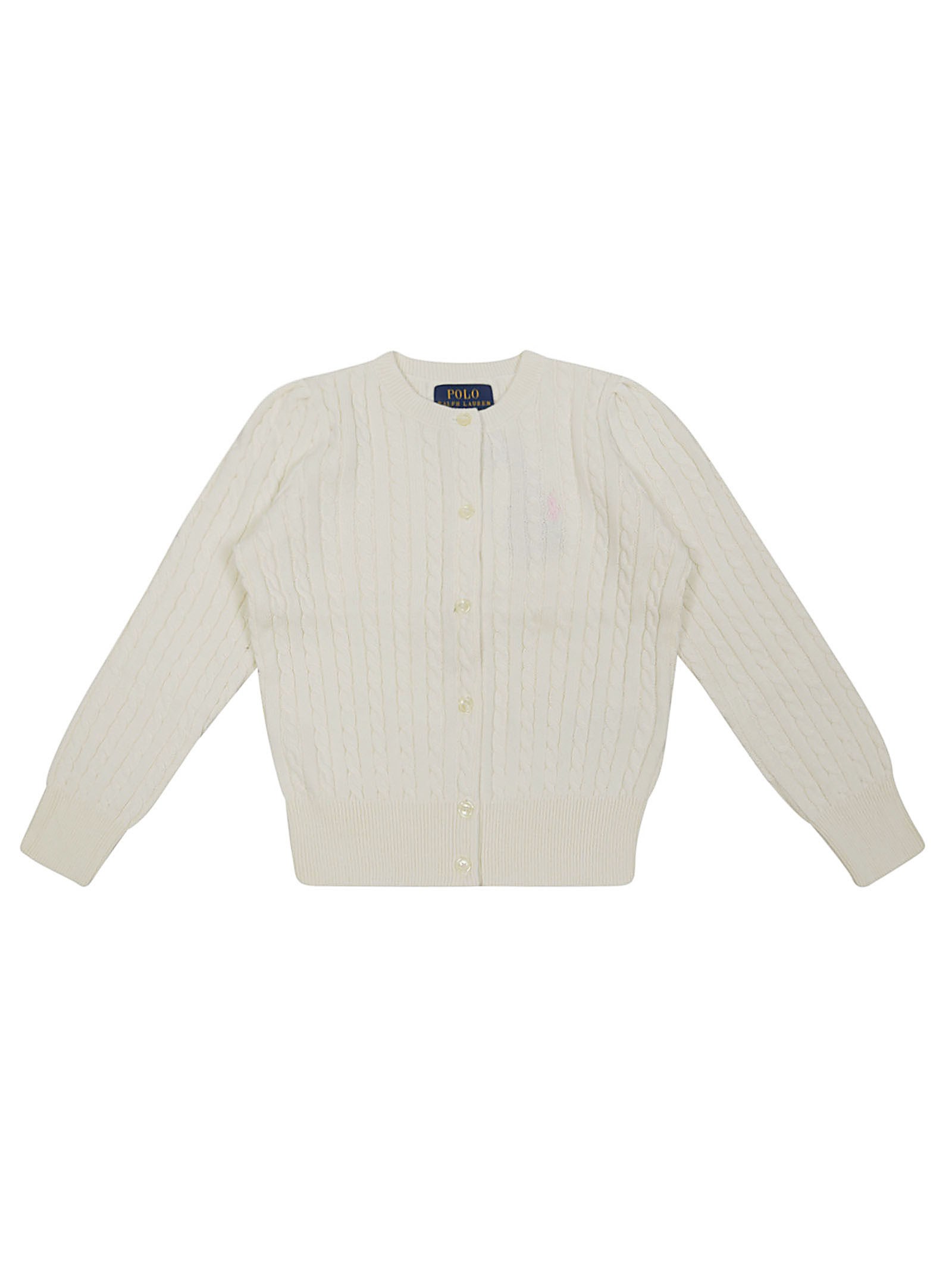 Shop Ralph Laurent Girl Cardigan Trecce In White