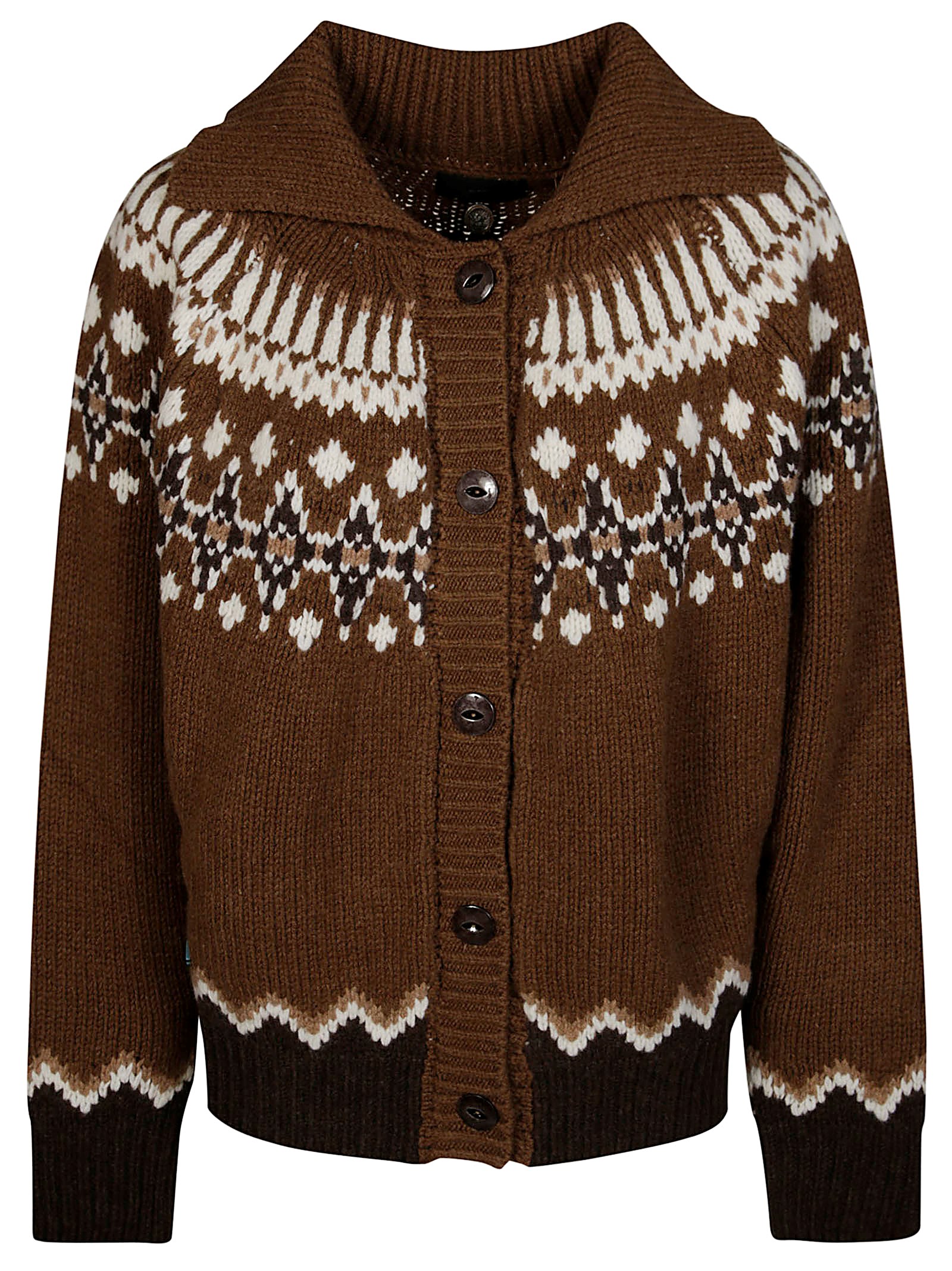 Alanui Cardigan Jaquard In Brown