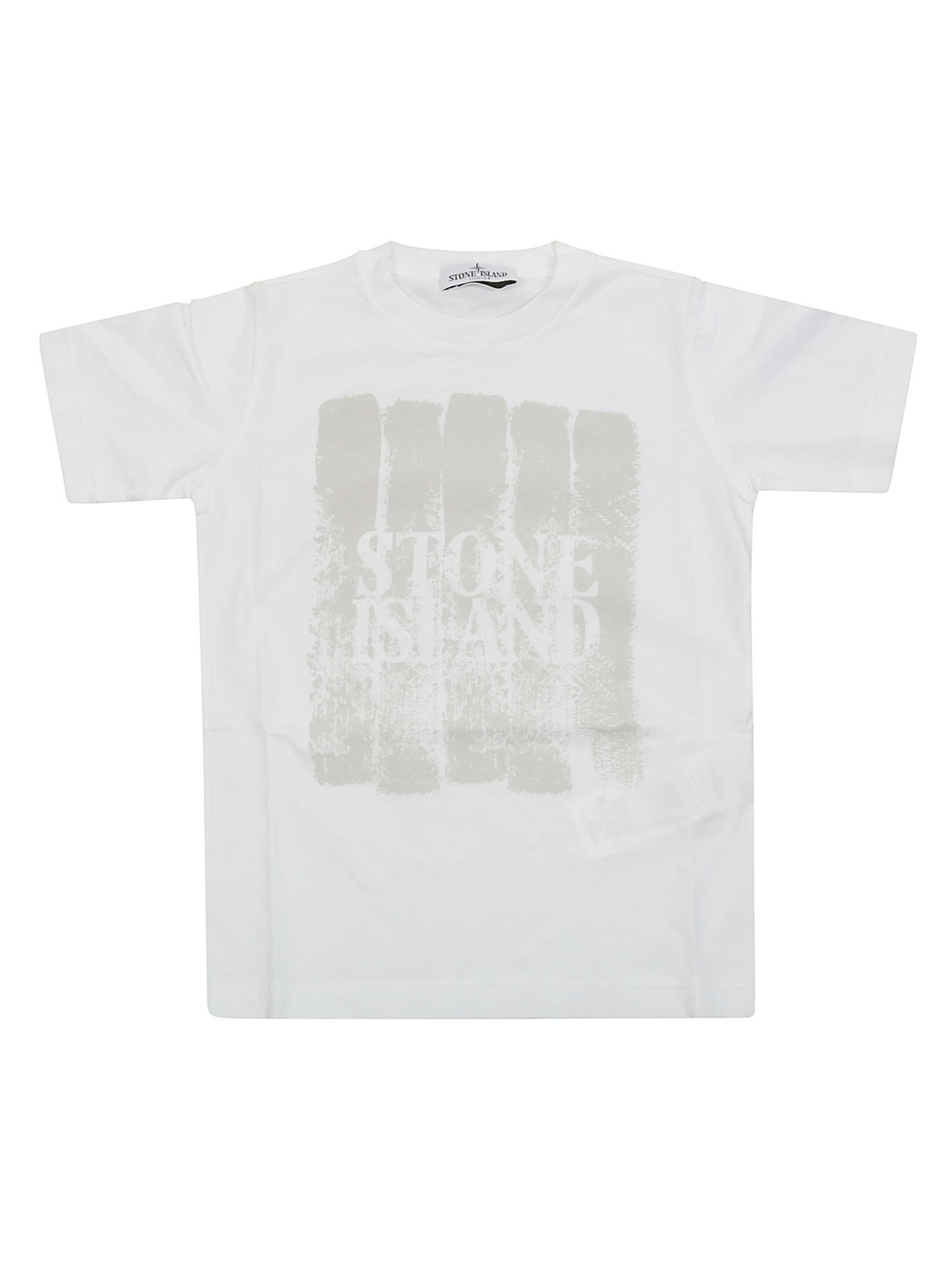 Shop Stone Island Junior T Shirt Stampa In White