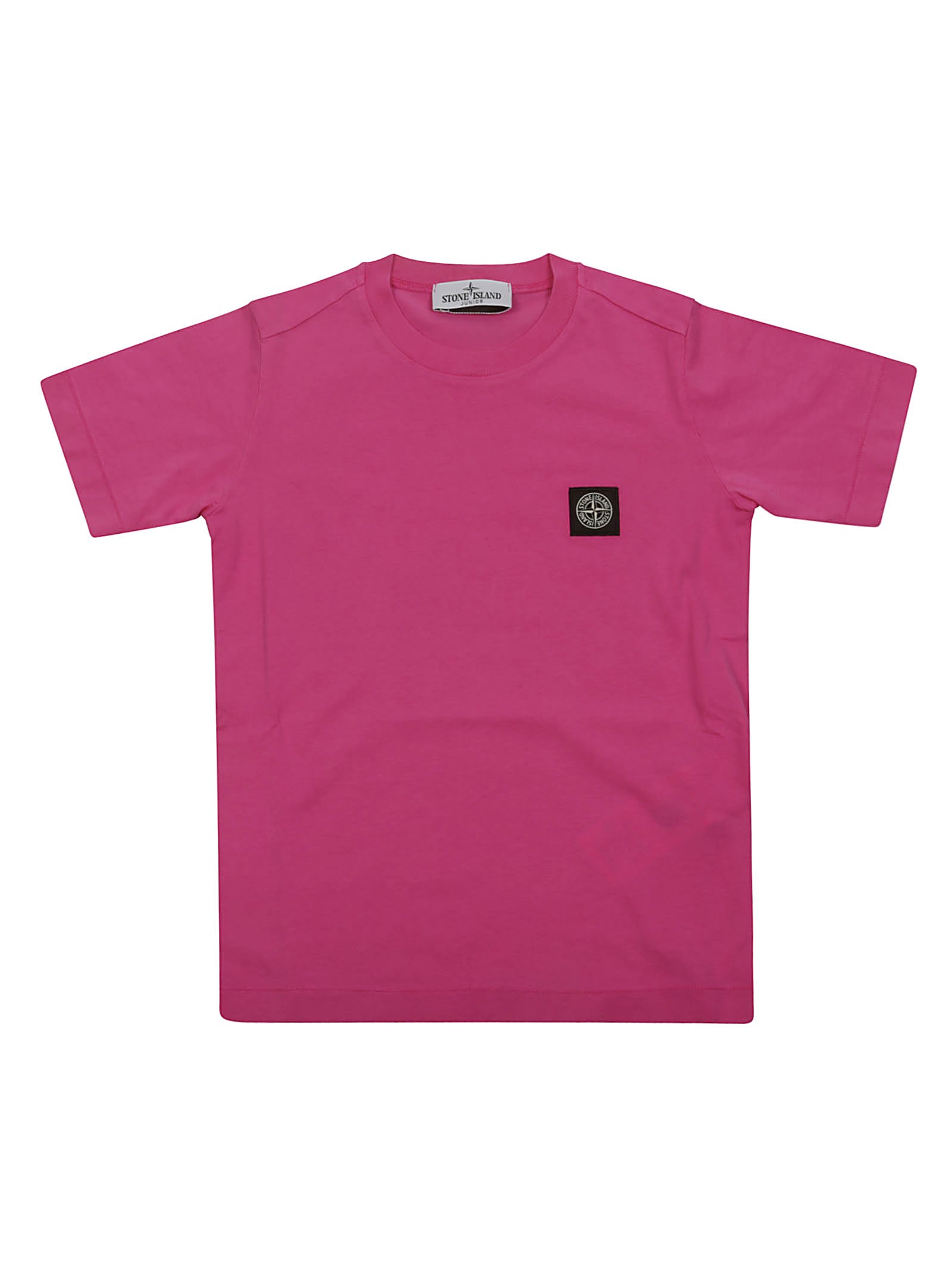 Shop Stone Island Junior T Shirt Badge In Fuchsia