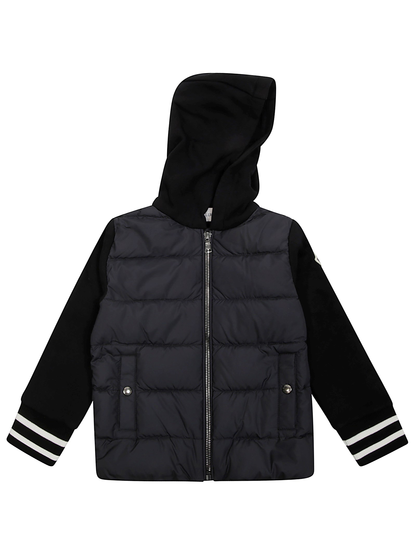 Shop Moncler Zip Up Cardigan In Black