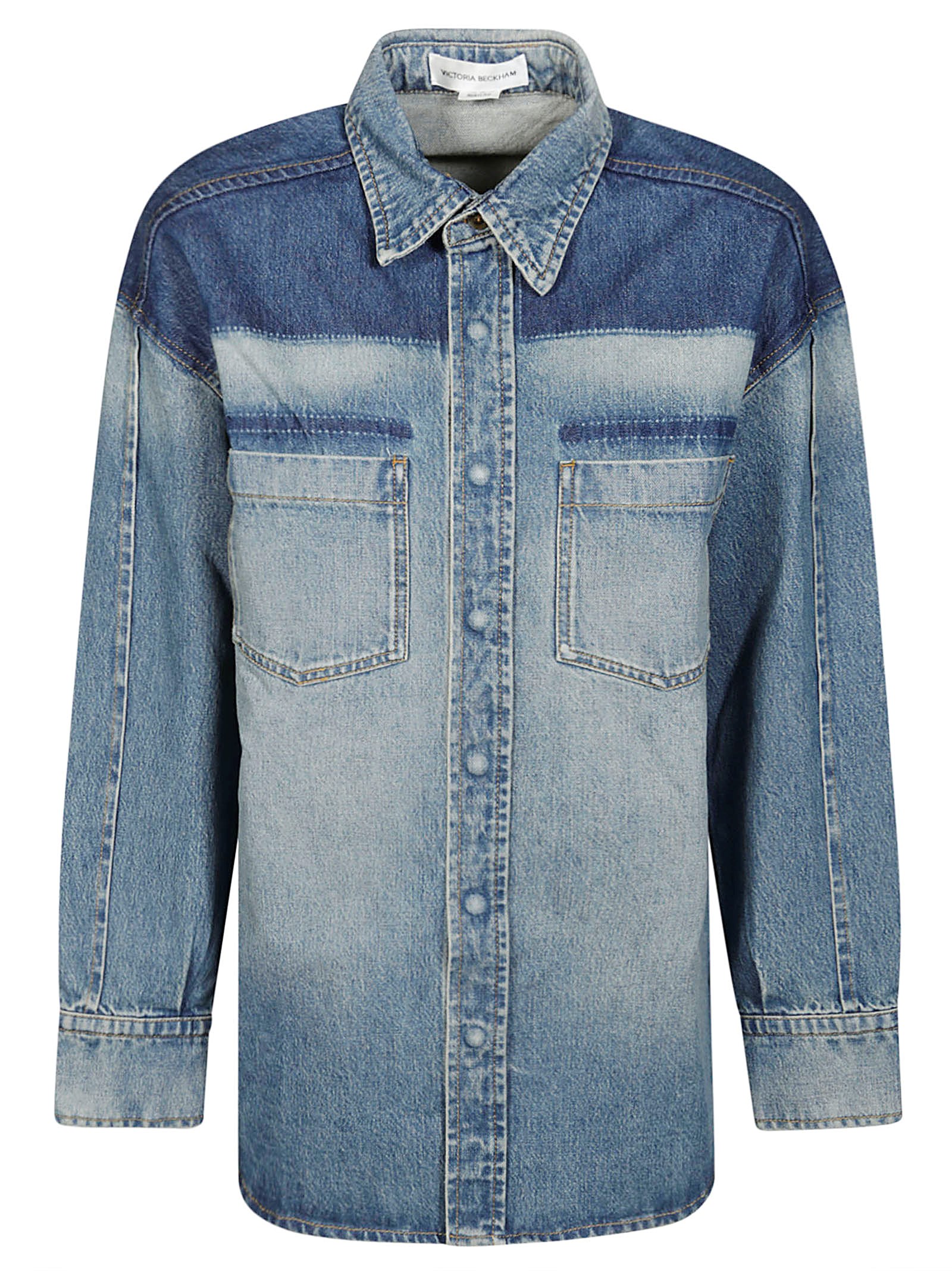 Shop Victoria Beckham Giubbotto Oversized In Denim In Blue