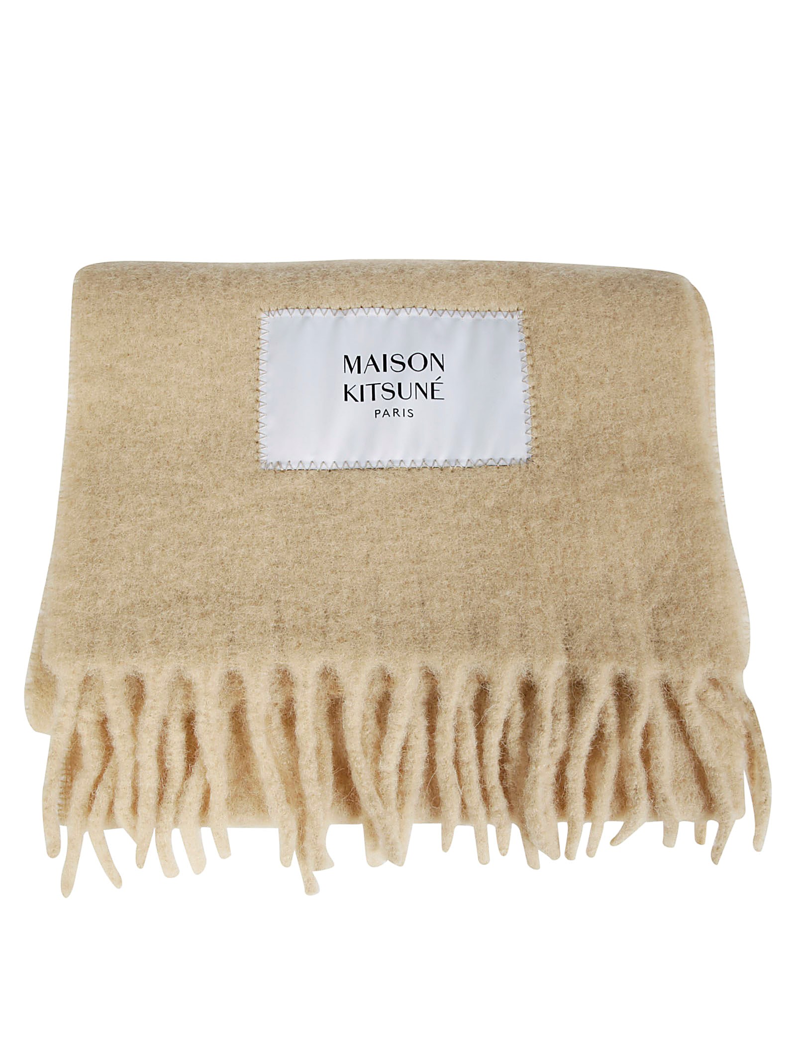 Shop Maison Kitsuné Maison Kitsune Sciarpa Baby Alpaca In Yellow