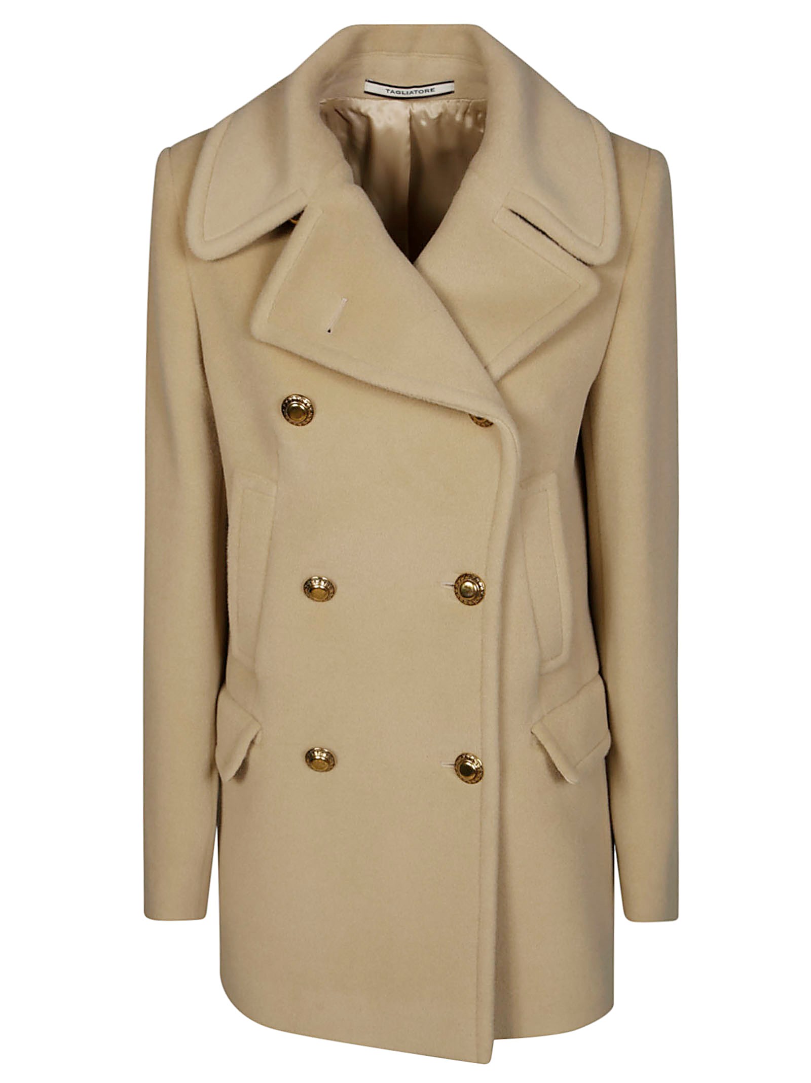 Shop Tagliatore Peacoat In Beige