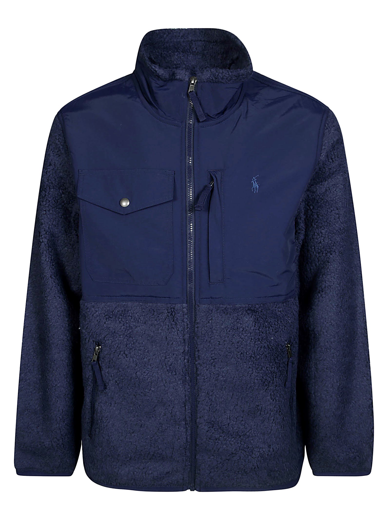 Shop Polo Ralph Lauren Giubbotto Pile Full Zip In Blue