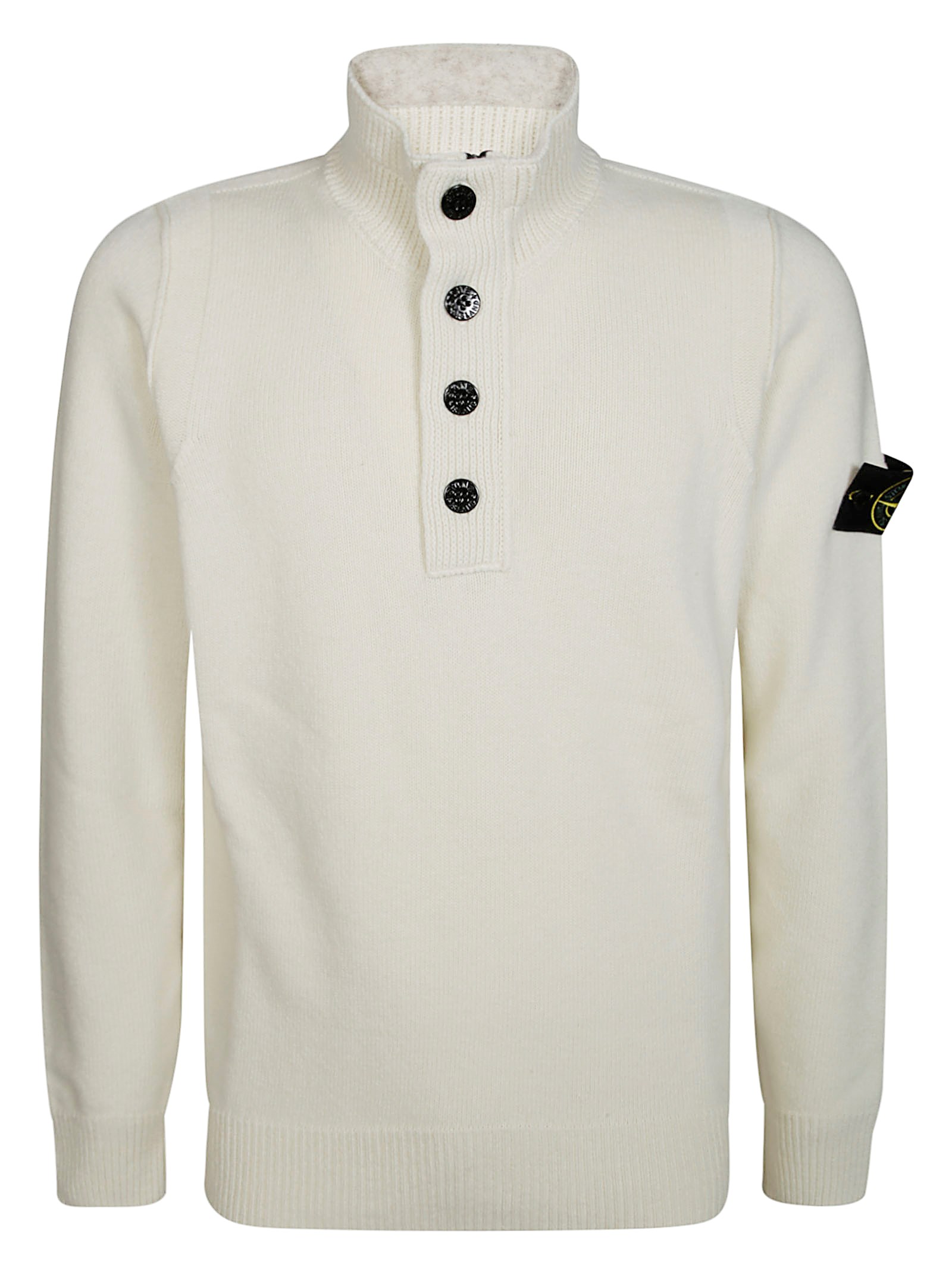 Shop Stone Island Maglia Collo Alto Bottoni In Beige