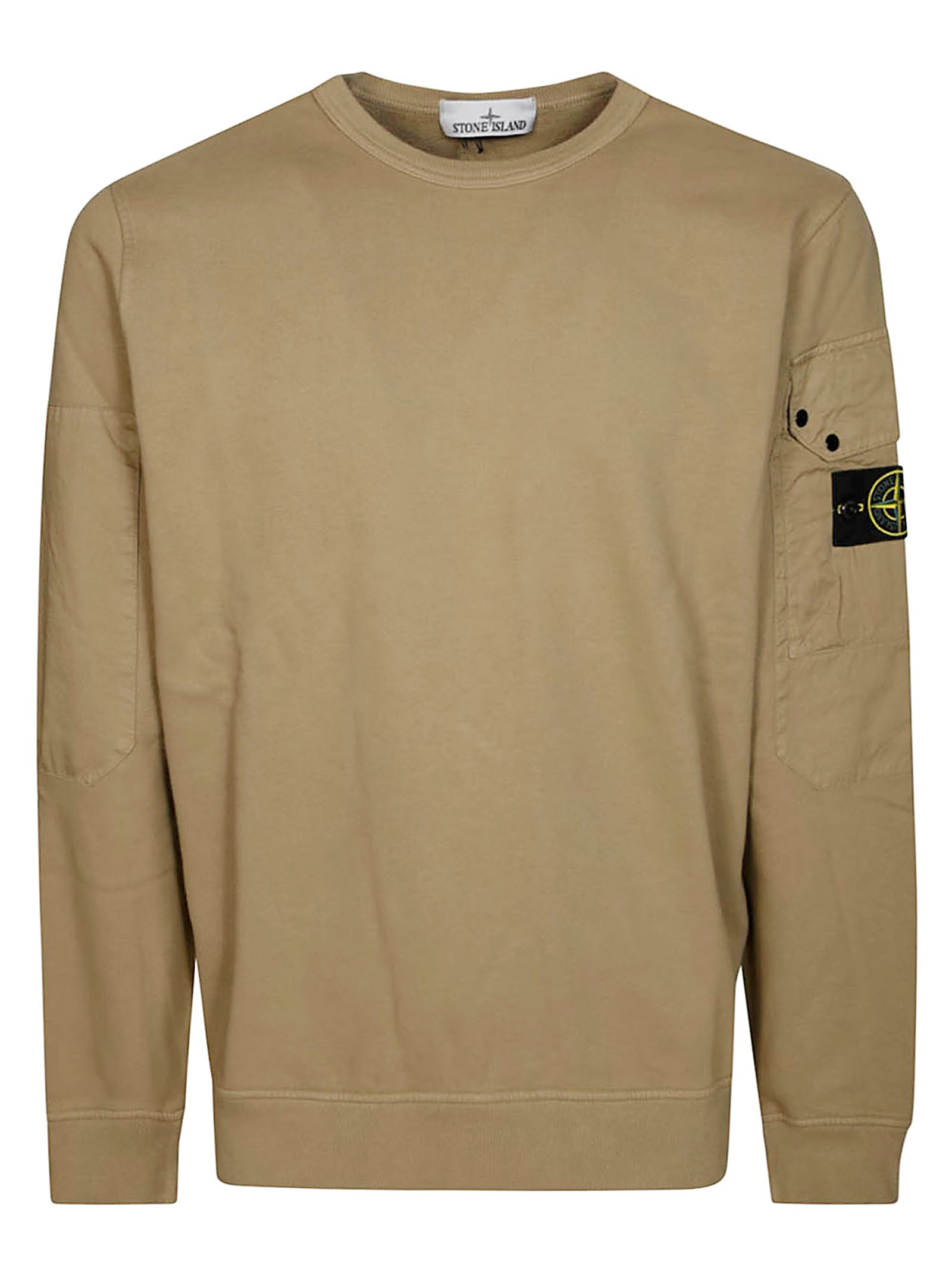 Shop Stone Island Felpa Girocollo In Beige