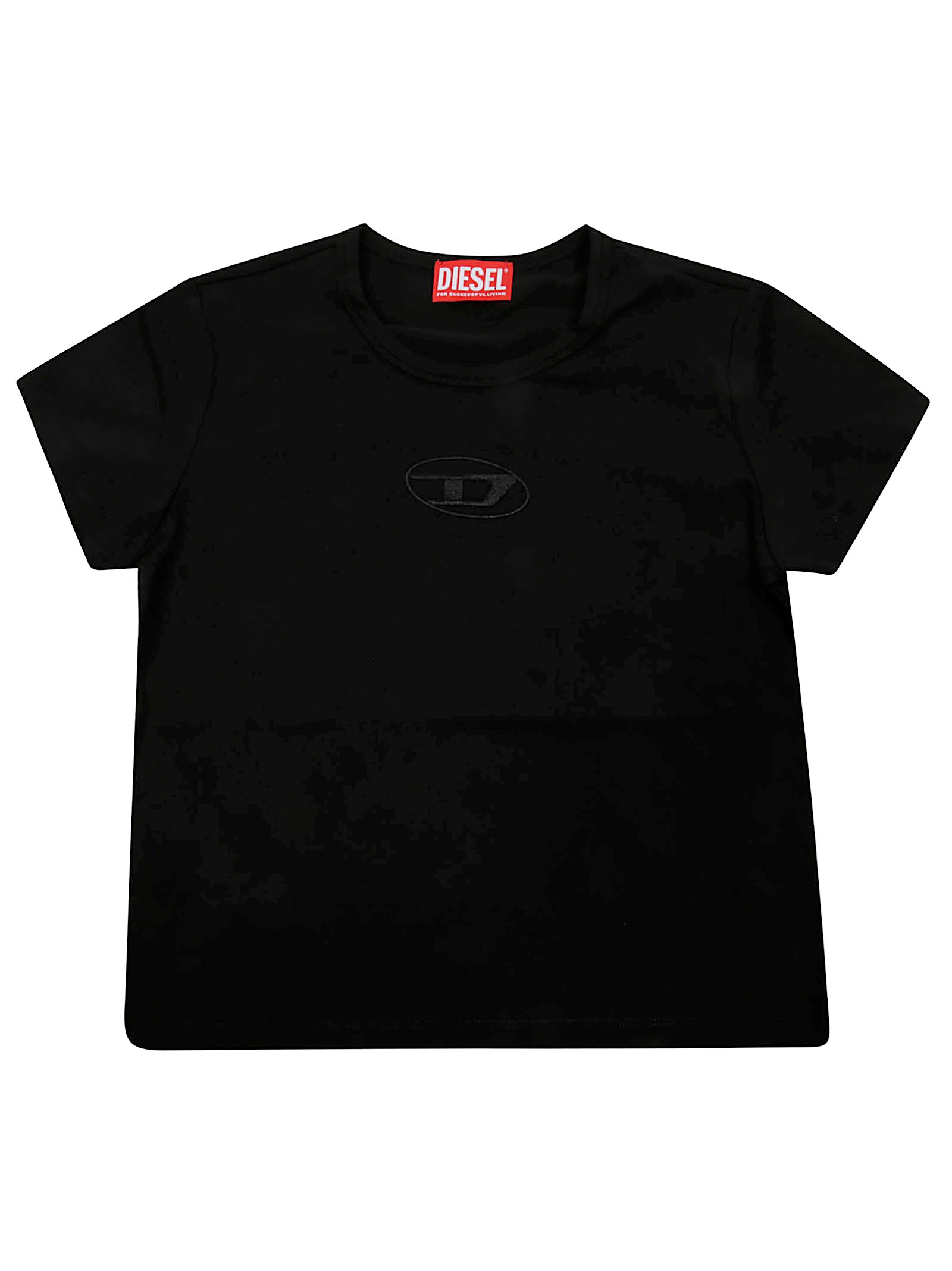 Shop Diesel T Shirt Crop Logo Traforato In Black