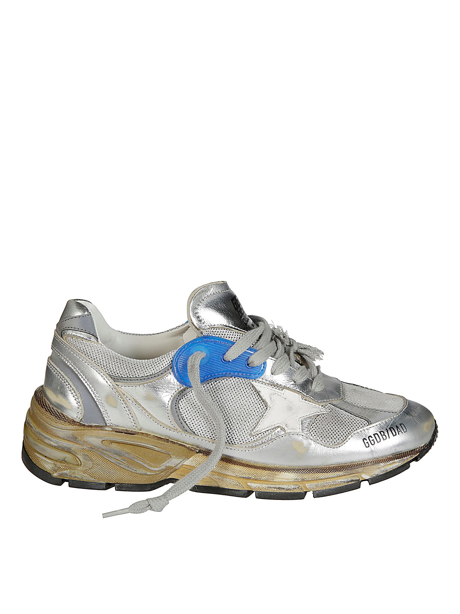 Shop Golden Goose Running Dad Laminata In Silver