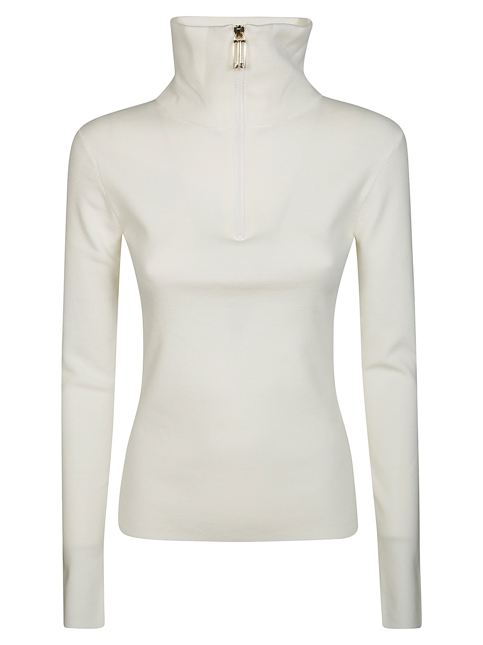 Shop Victoria Beckham Half Zip High Neck Top In White