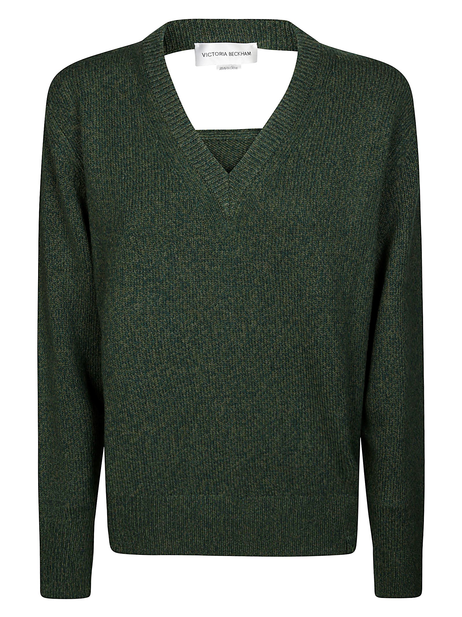 Shop Victoria Beckham Convertible V-neck Jumper In Green