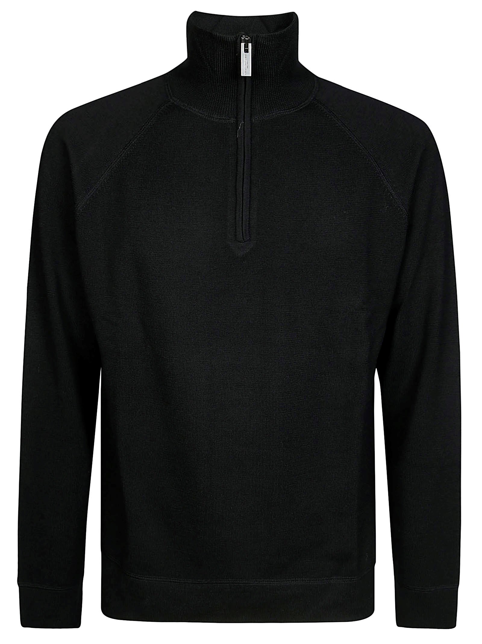 Shop Paolo Pecora Maglia Mezza Zip In Black