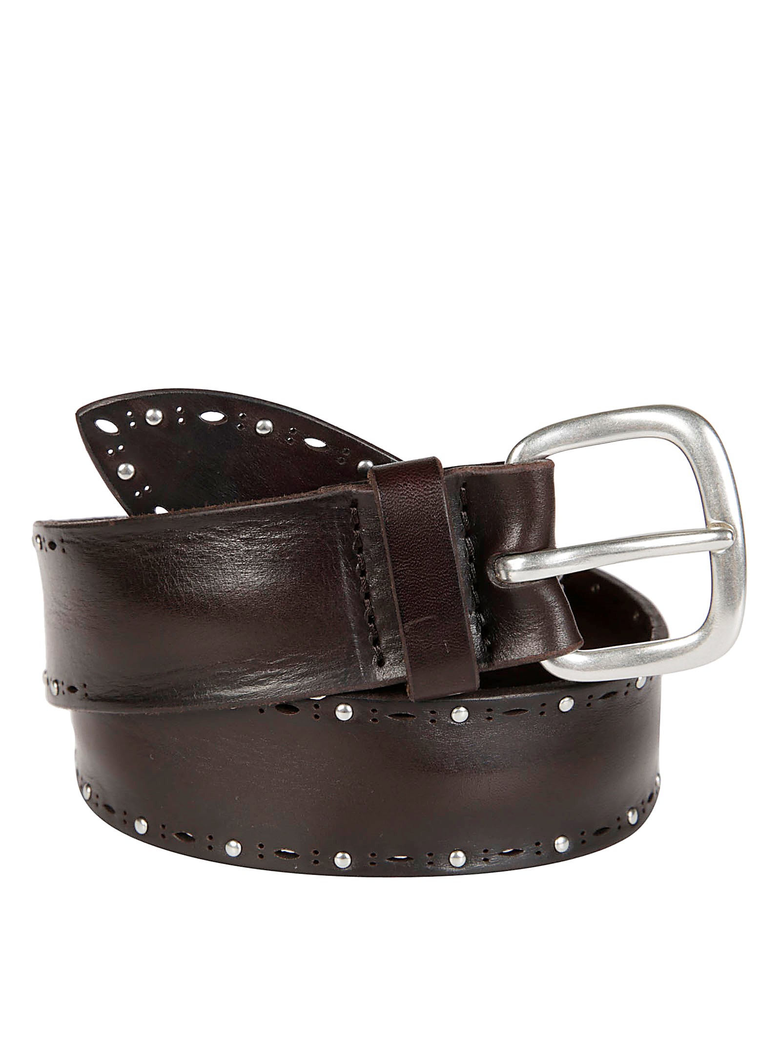 Shop Orciani Cintura Bull Soft Borchie In Brown