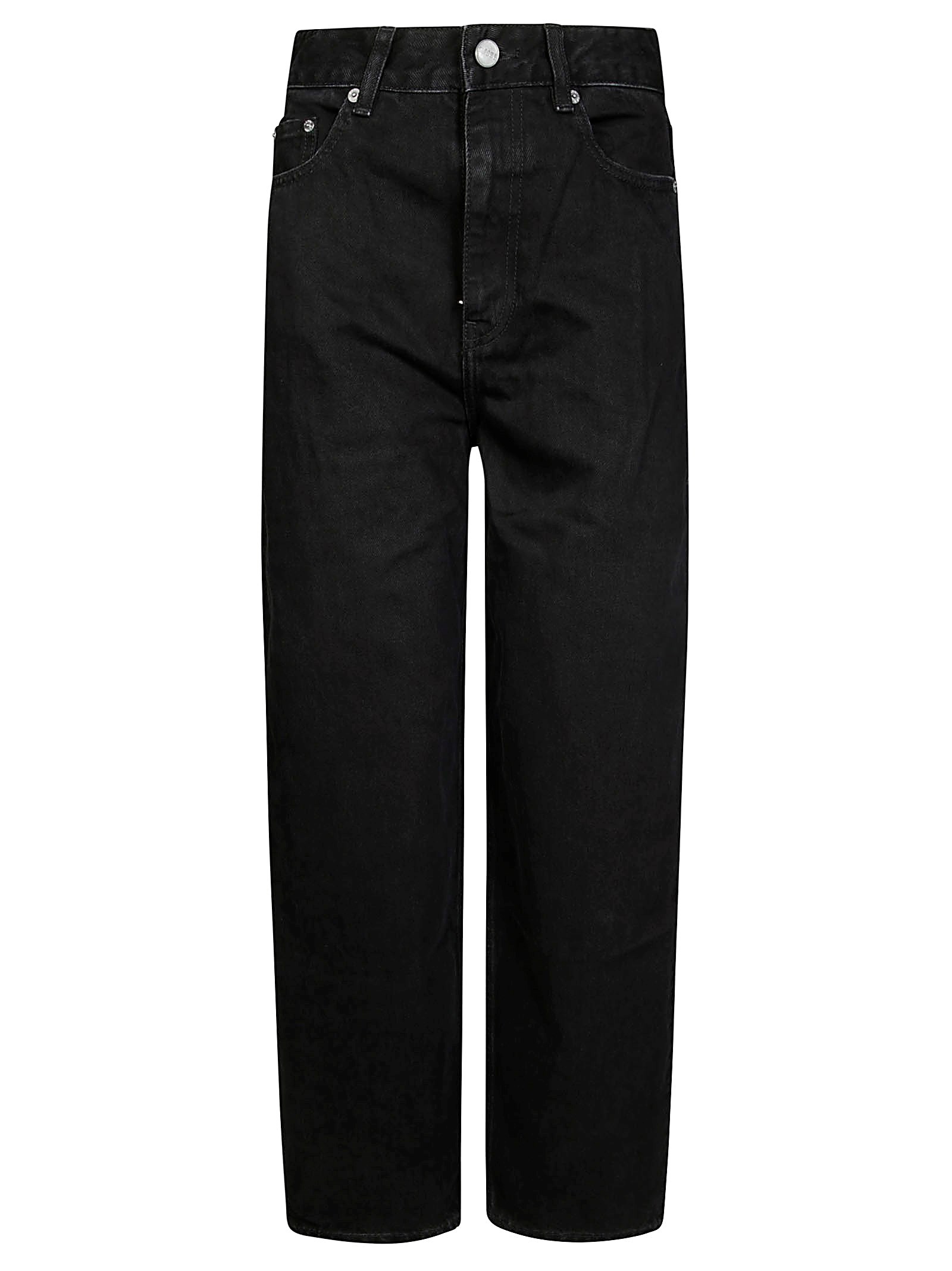 Shop Ganni Rigid Denim Stary In Black