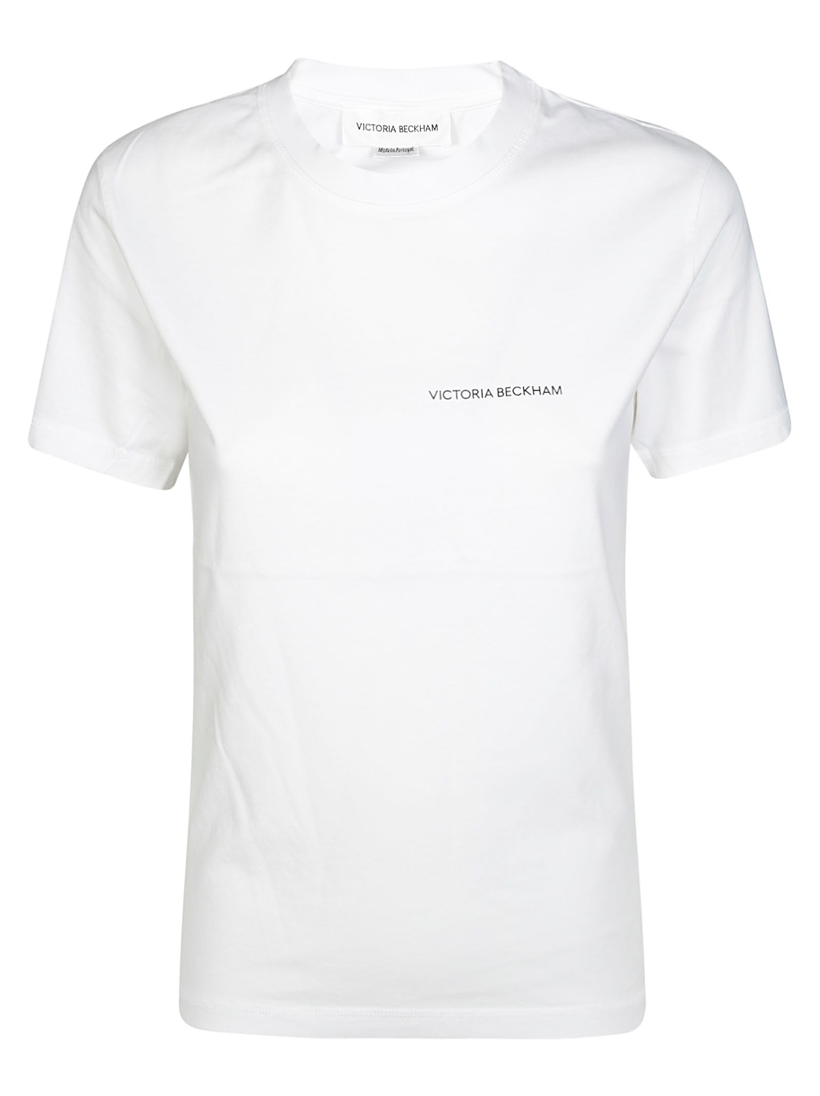 Shop Victoria Beckham Shrunken Logo Tee In White