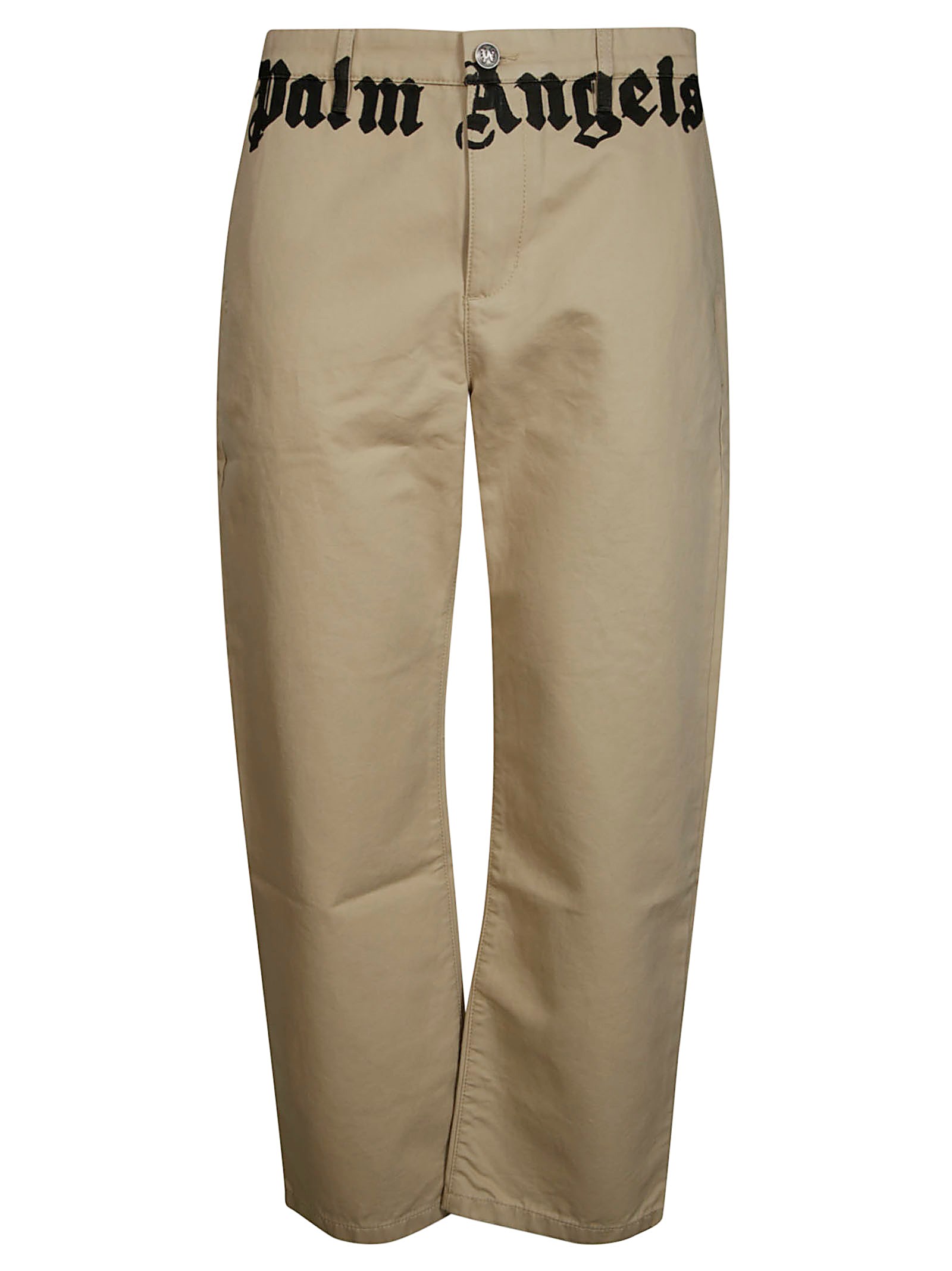 Shop Palm Angels Pantaloni Classic Logo In Beige