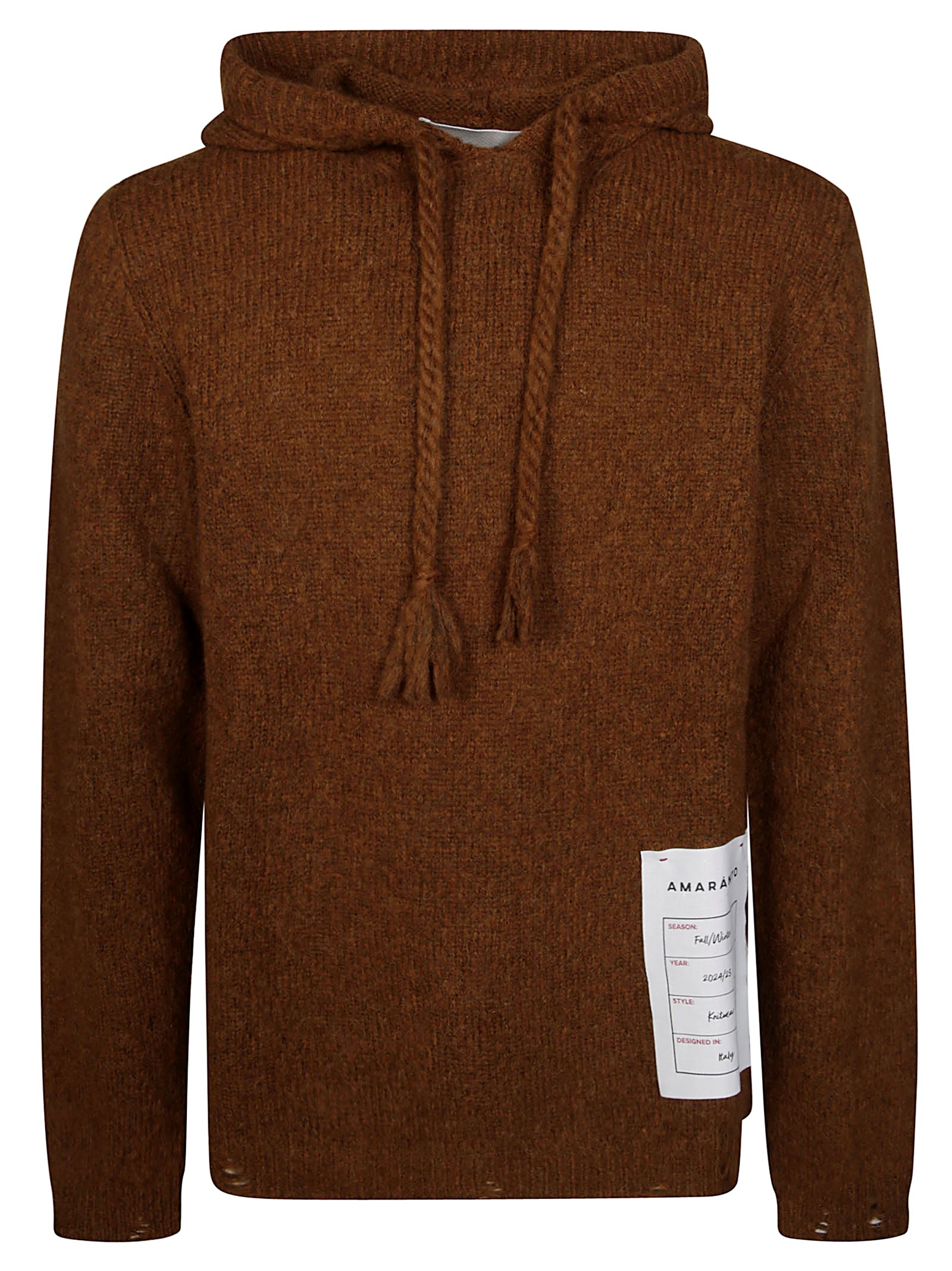 Shop Amaranto Maglia Cappuccio Mouline' In Brown