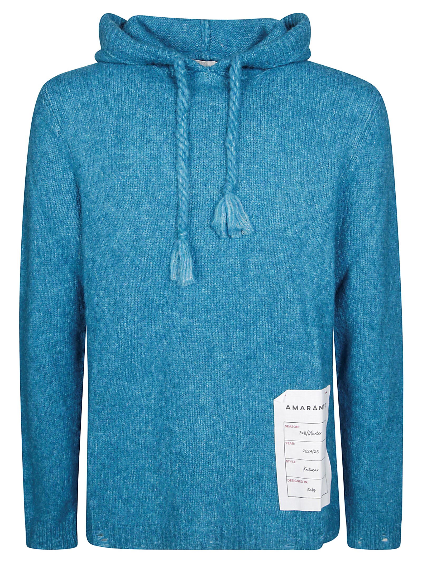 Shop Amaranto Maglia Cappuccio Mouline' In Light Blue