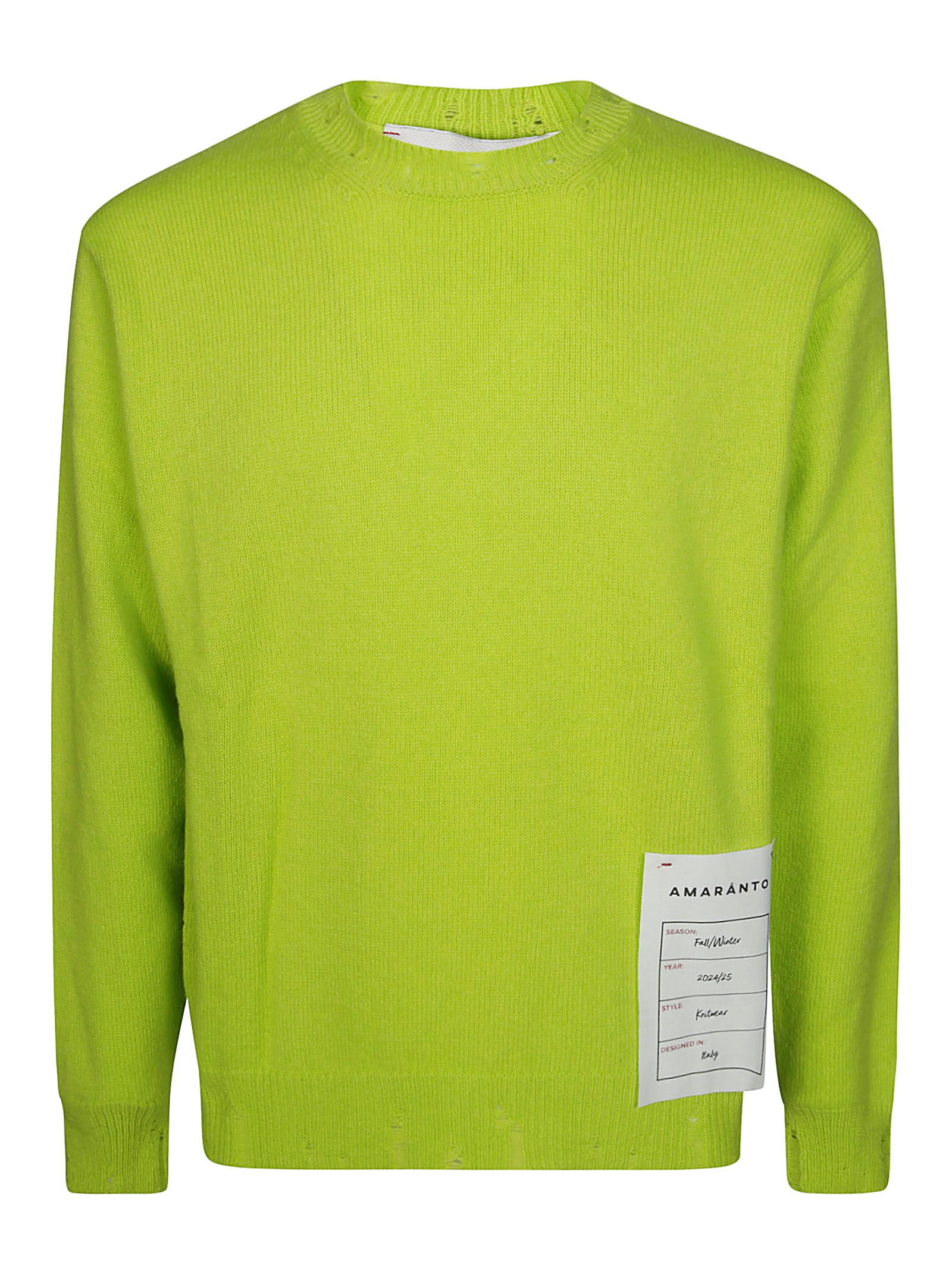 Shop Amaranto Maglia Girocollo Rotture In Green