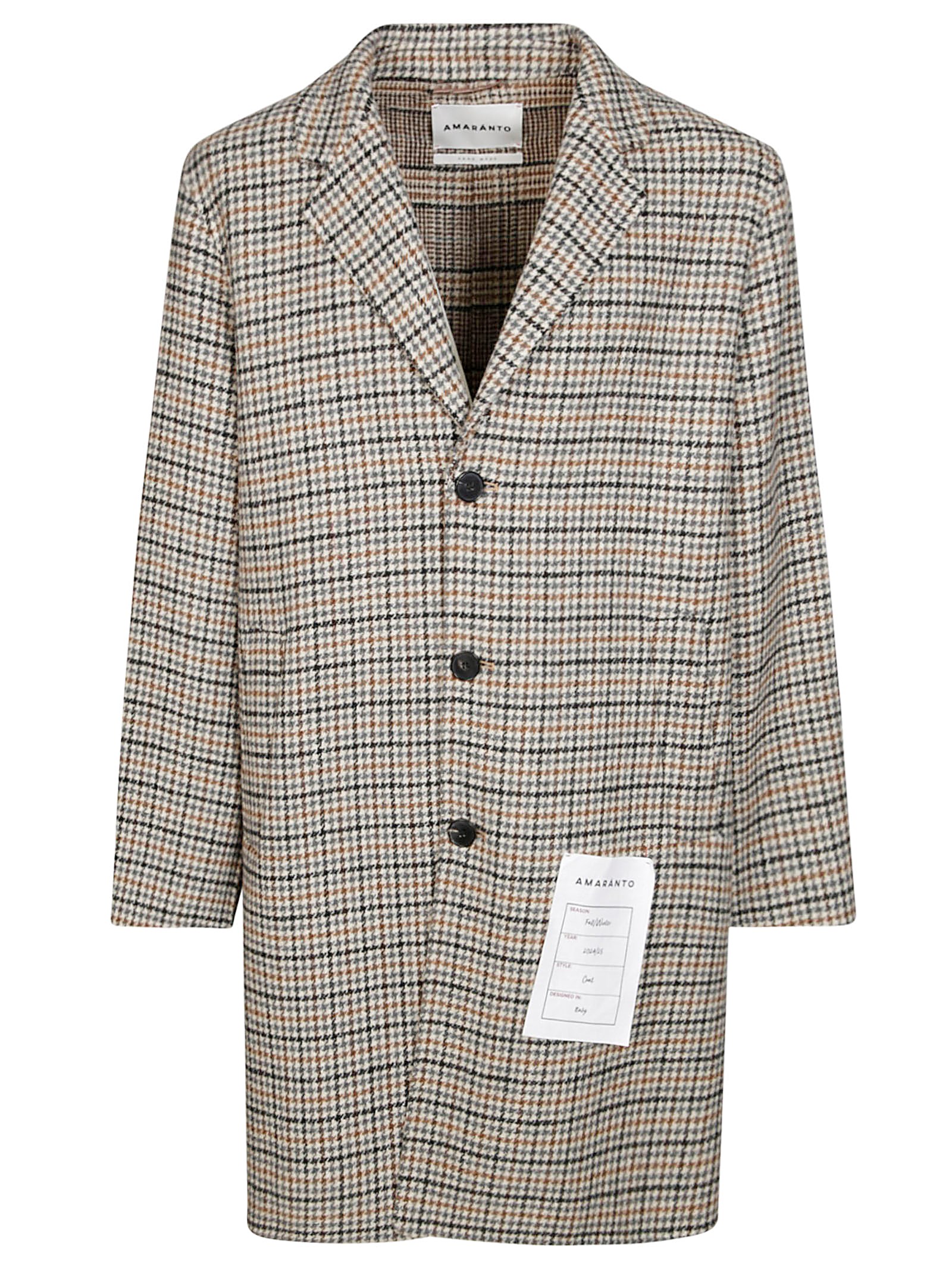 Shop Amaranto Cappotto Check In Brown