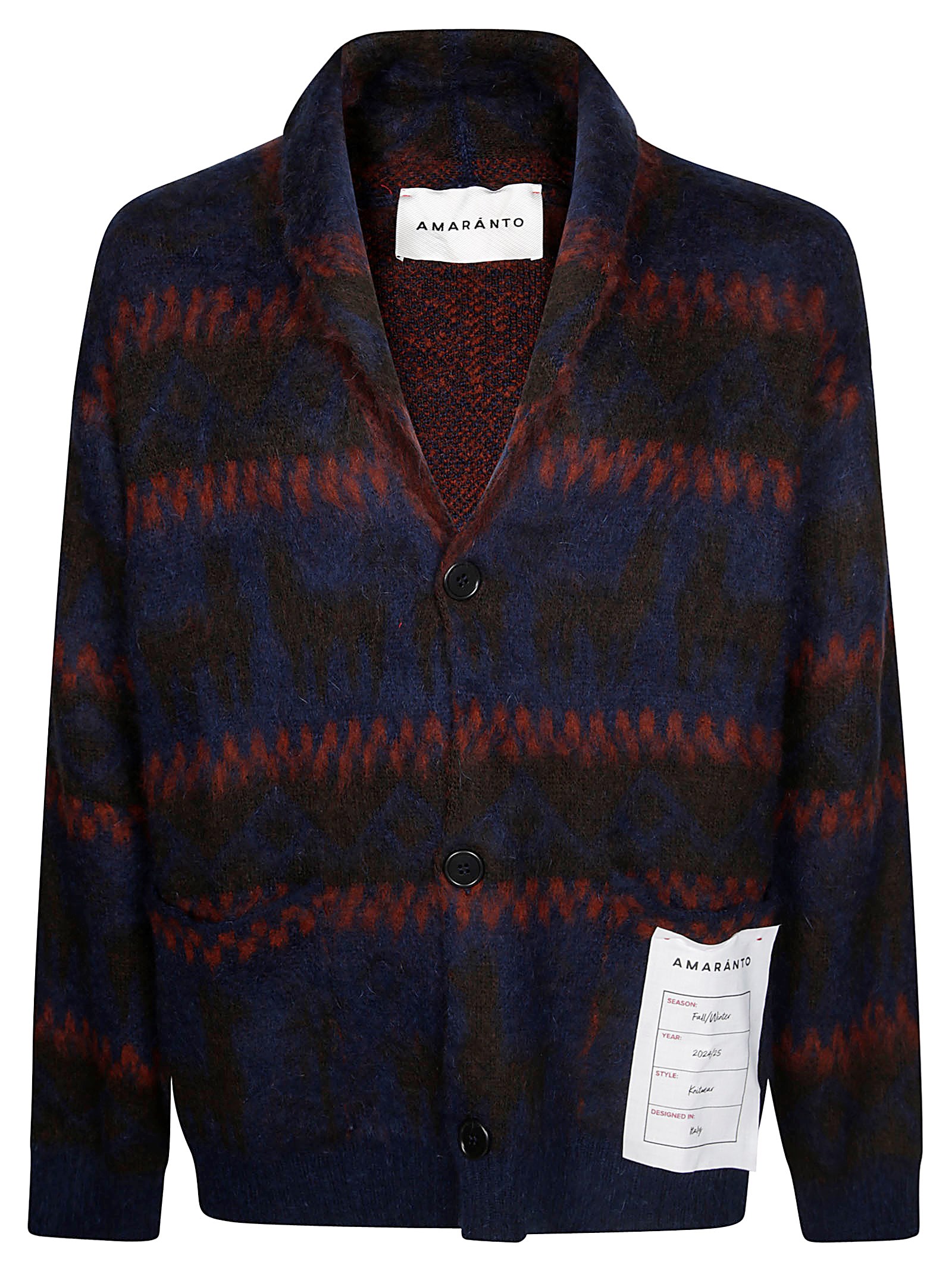 Shop Amaranto Cardigan Jacquard In Blue