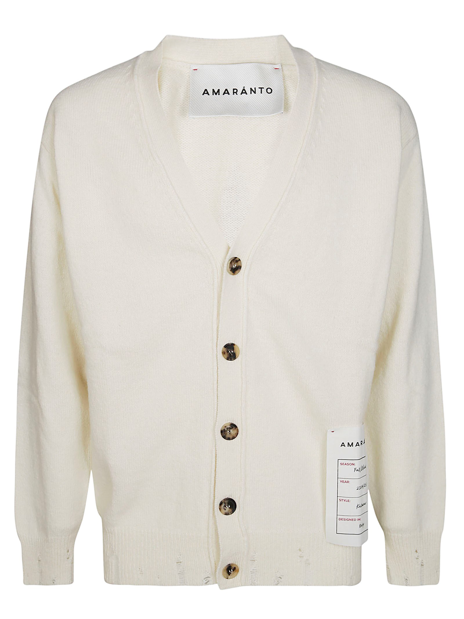 Shop Amaranto Cardigan Rotture In White