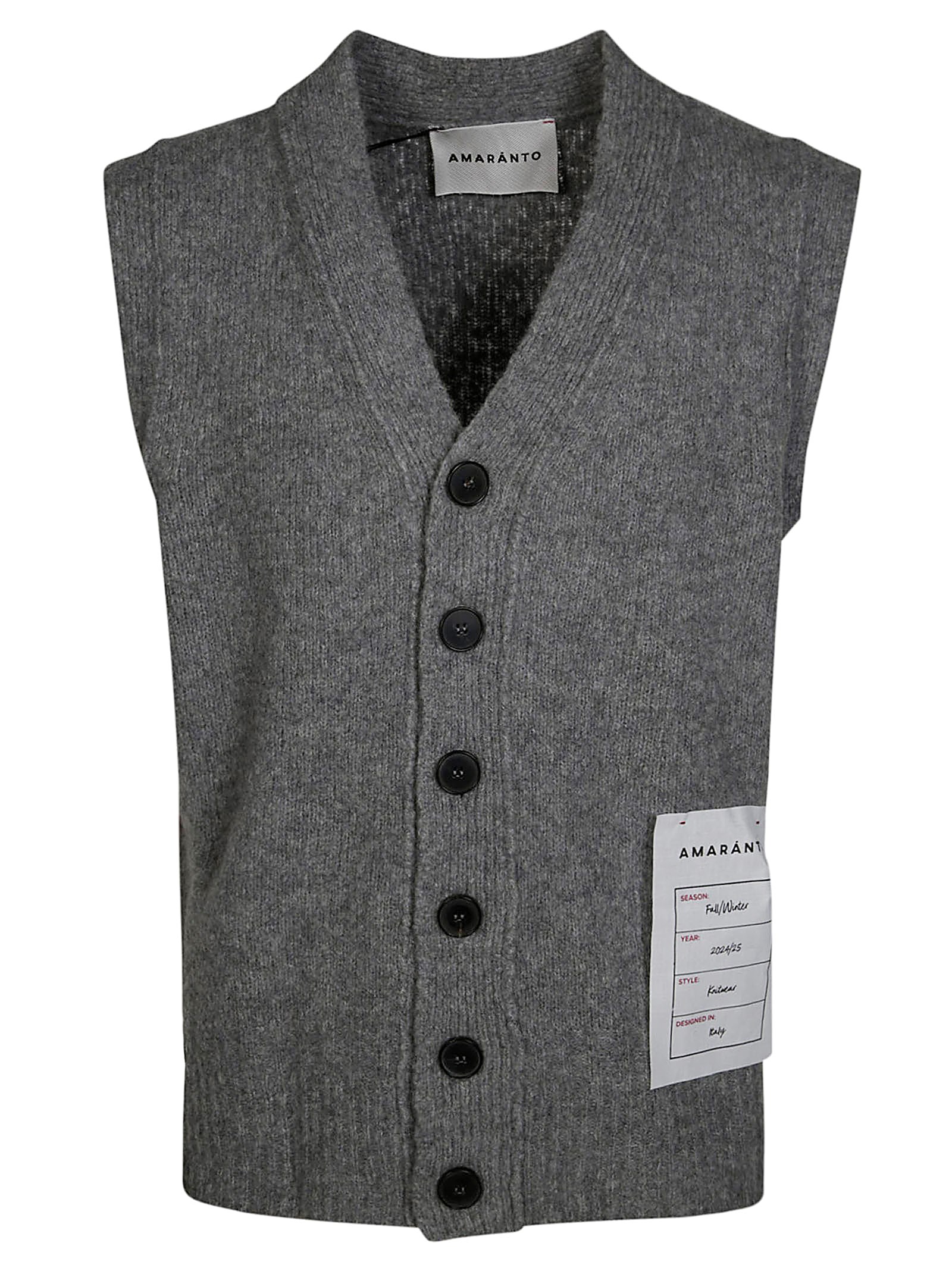 Shop Amaranto Gilet Bottoni Boucle' In Gray