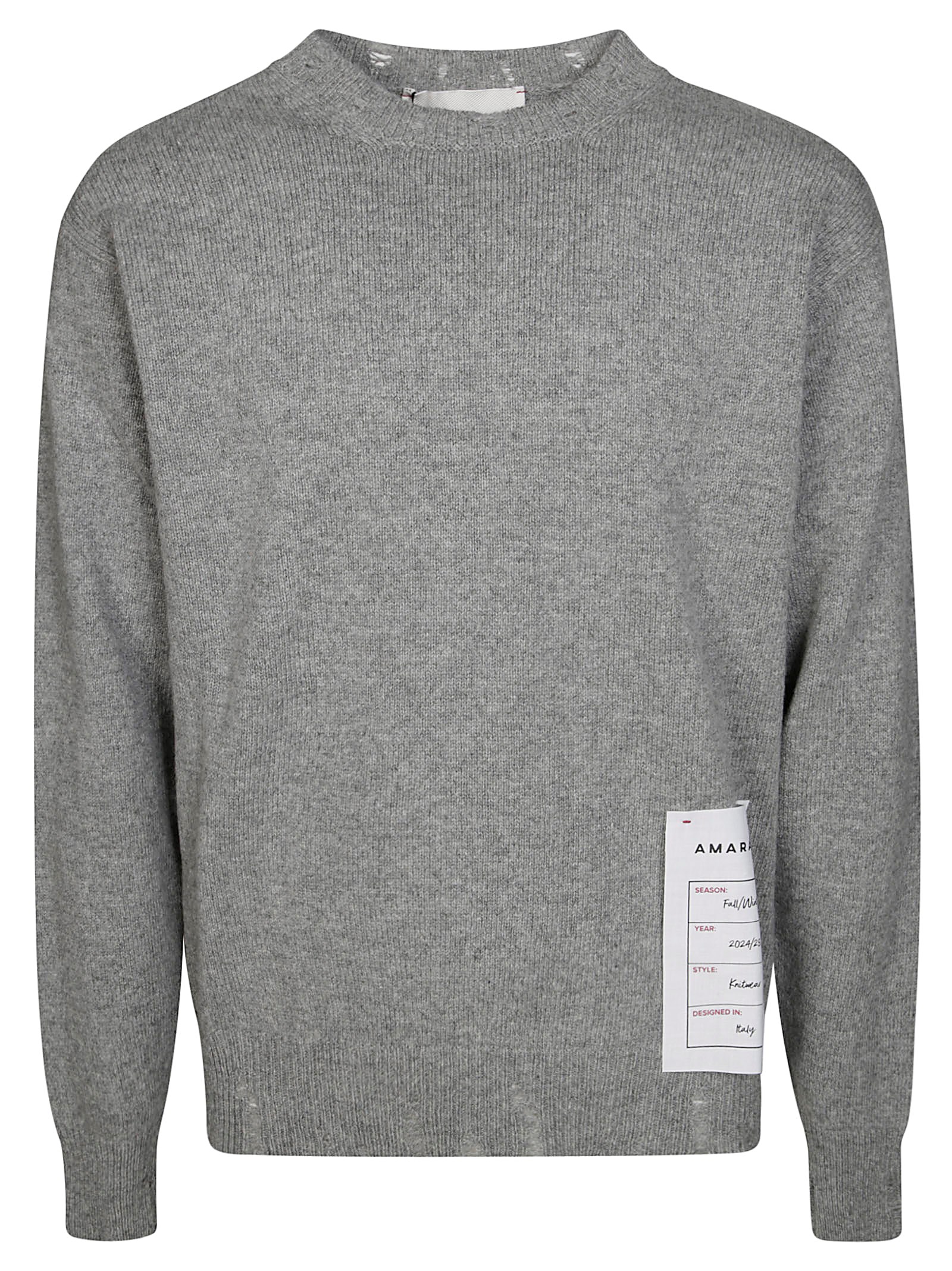 Shop Amaranto Maglia Girocollo Rotture In Gray