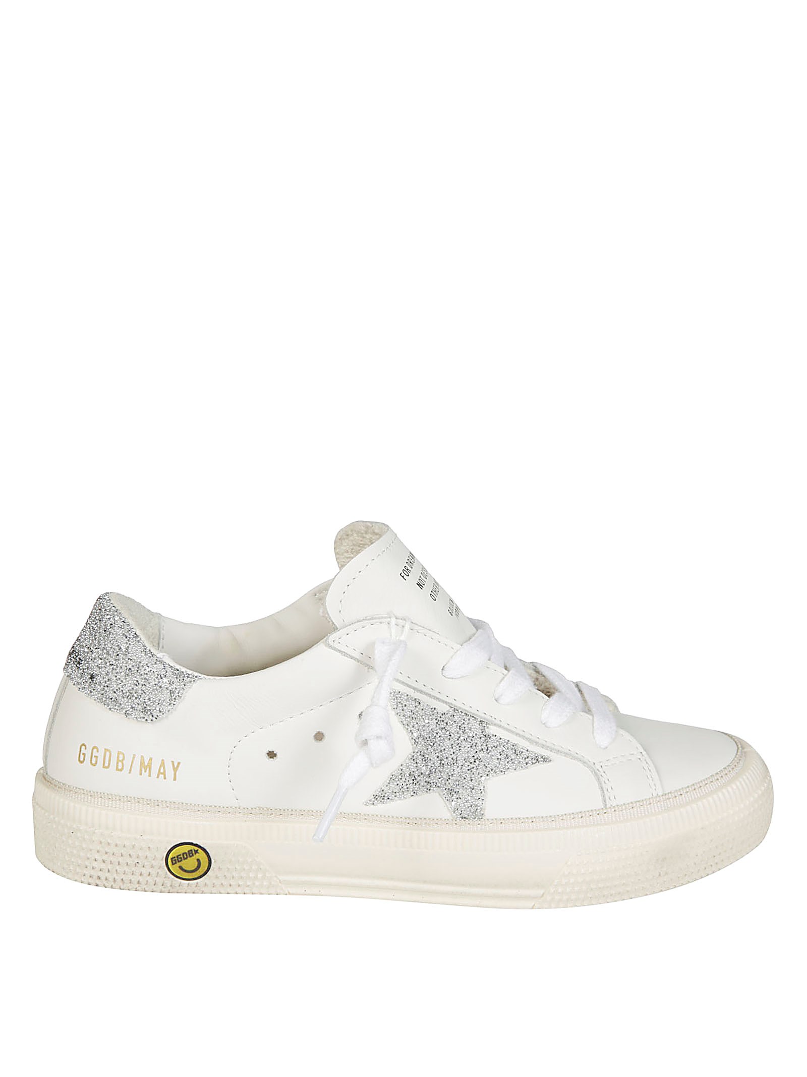 Shop Golden Goose May Laether Crystal Star In White