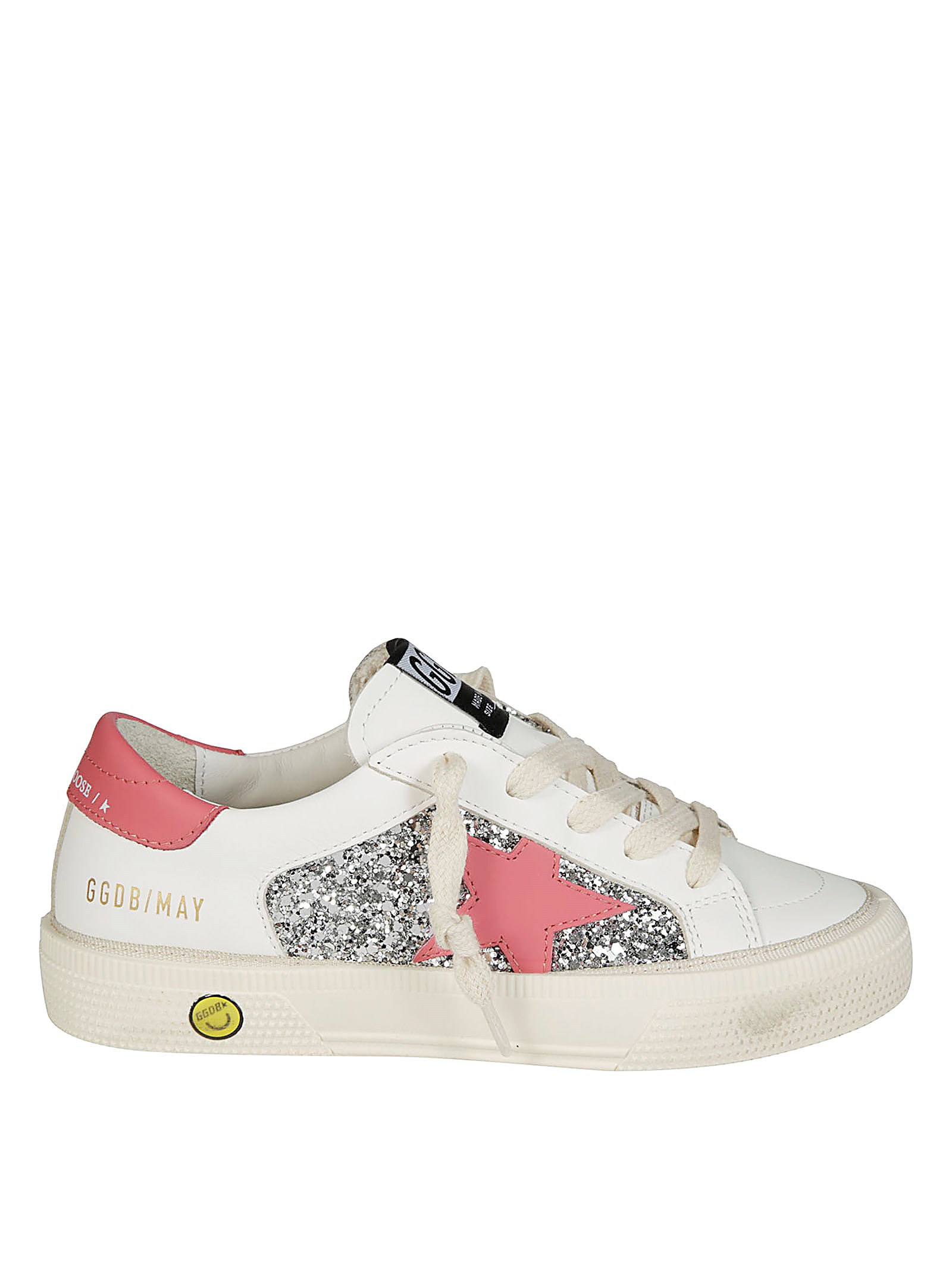 Shop Golden Goose May Glitter E Star Pelle In White