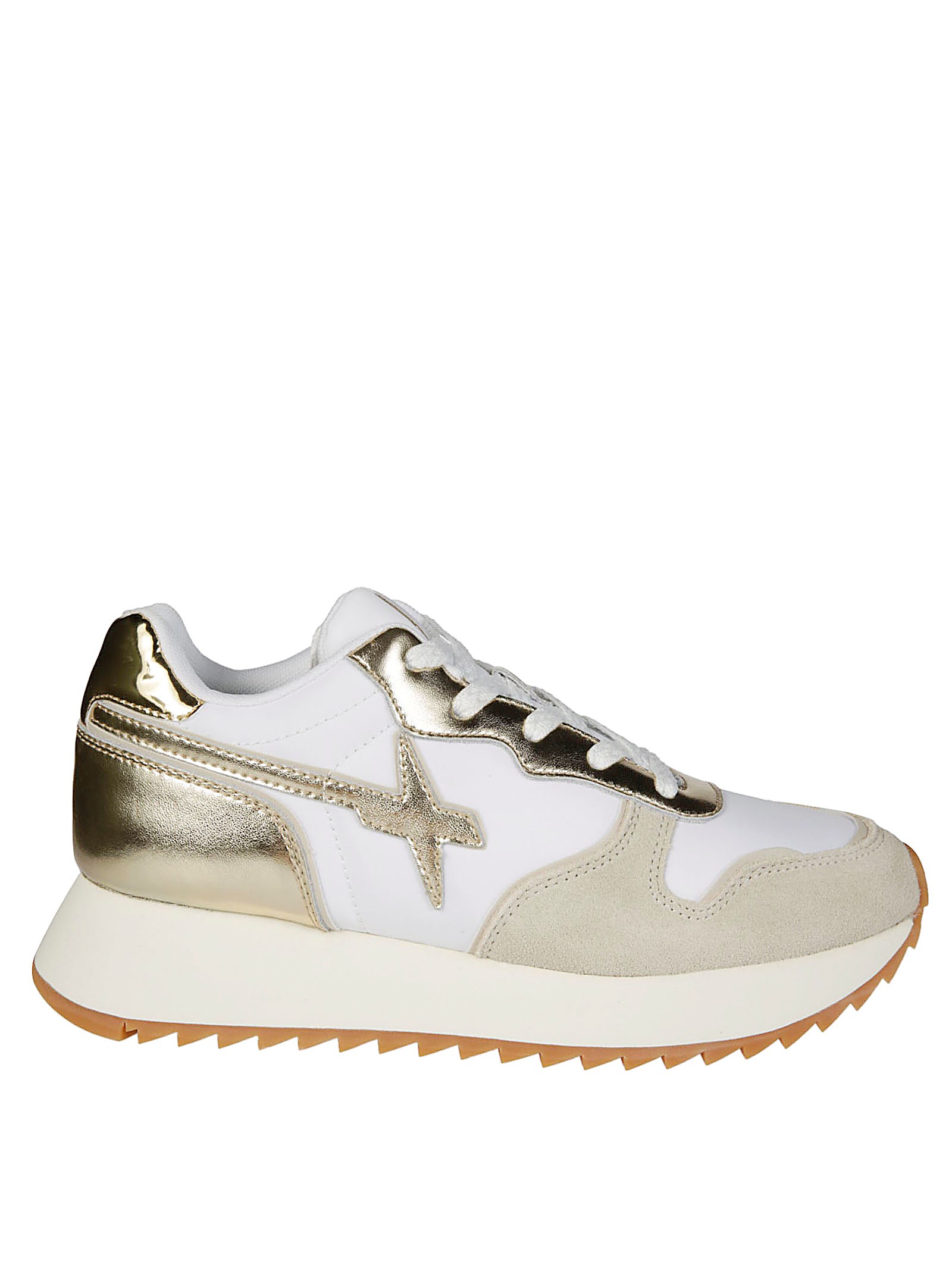 Shop W6yz Sneakers Jet Suede Nylon Metallic In Beige