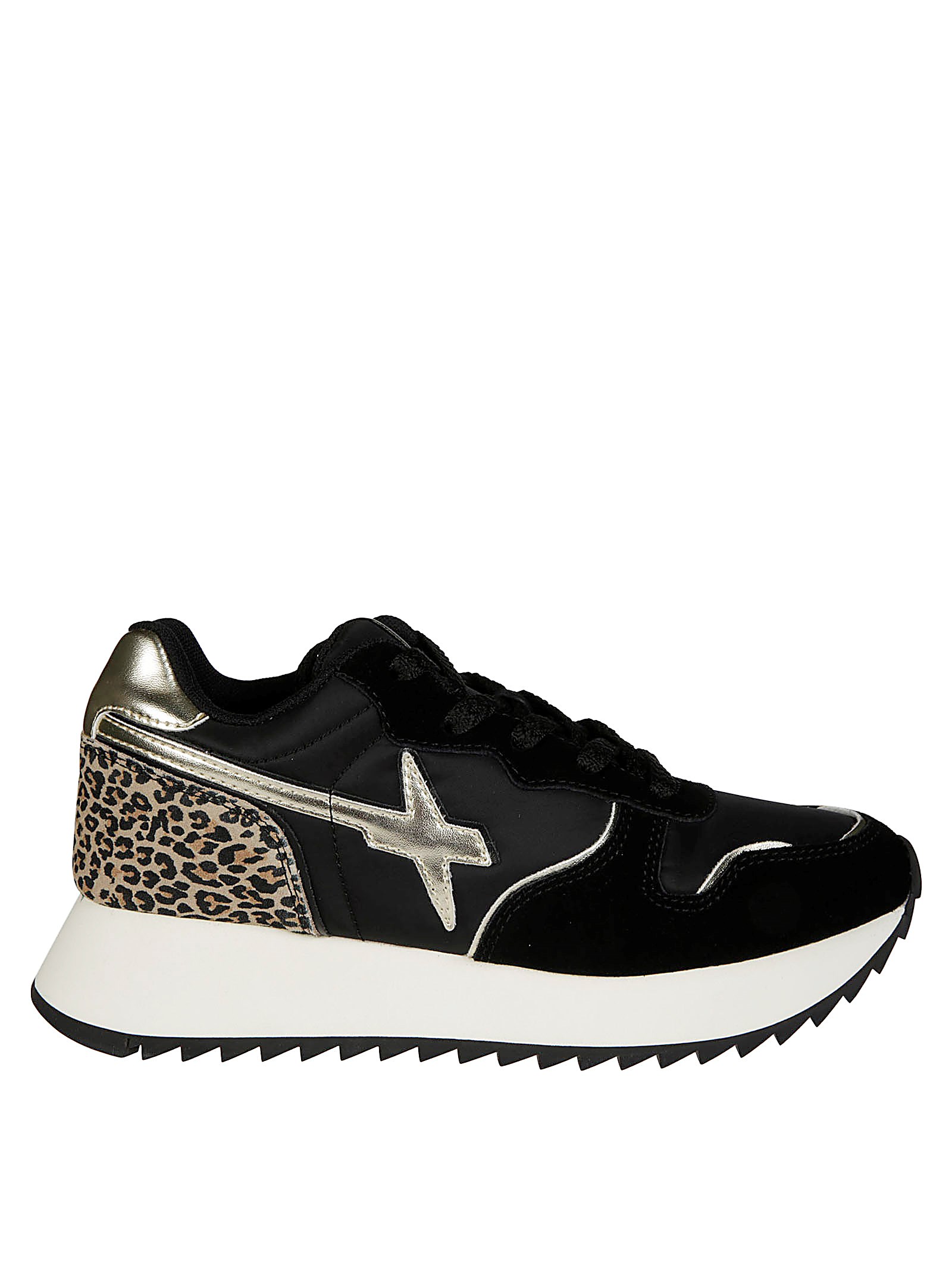 Shop W6yz Sneakers Jet Suede Nylon Animalier In Black