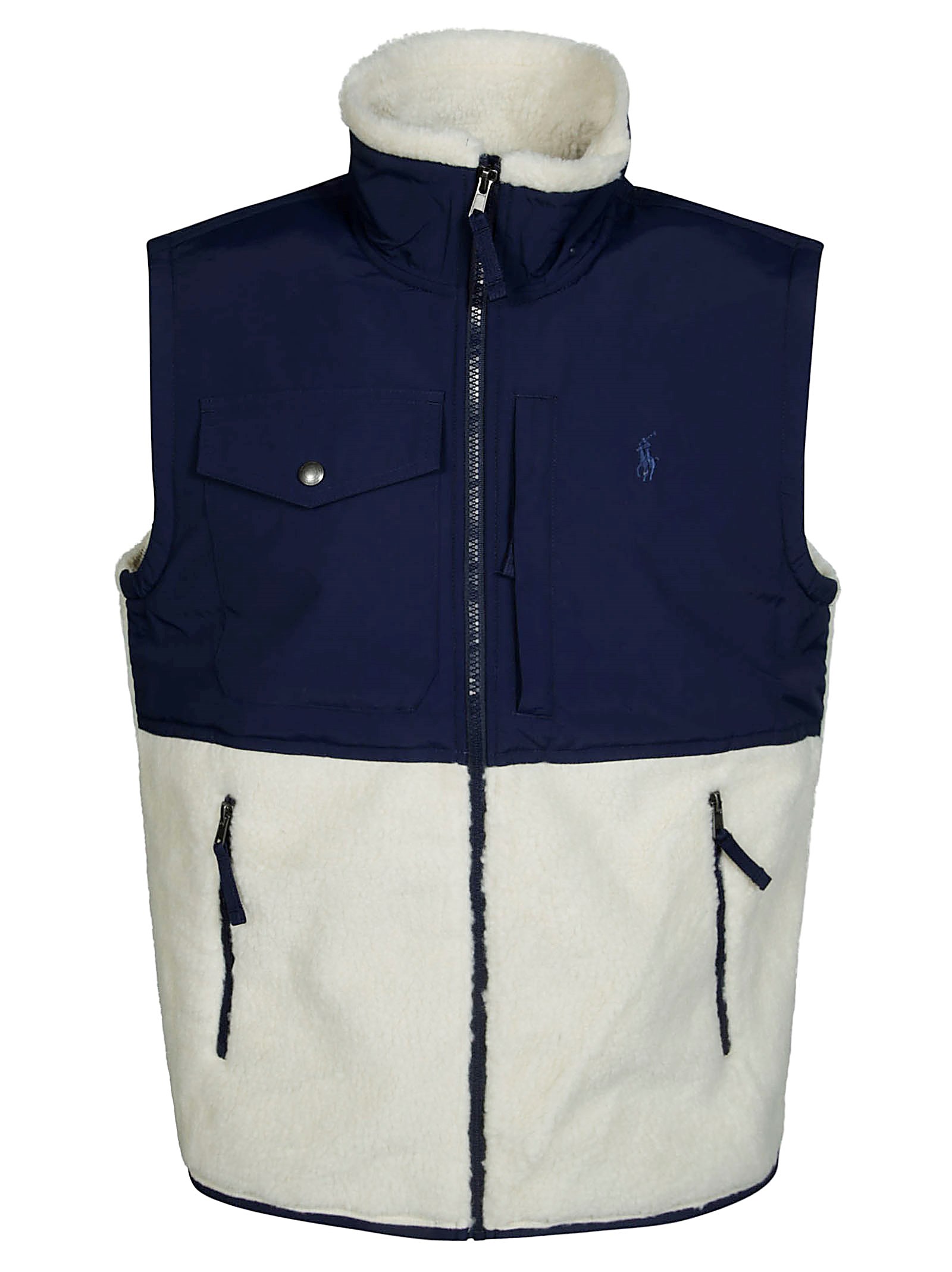 Shop Polo Ralph Lauren Gilet Pile Full Zip In White