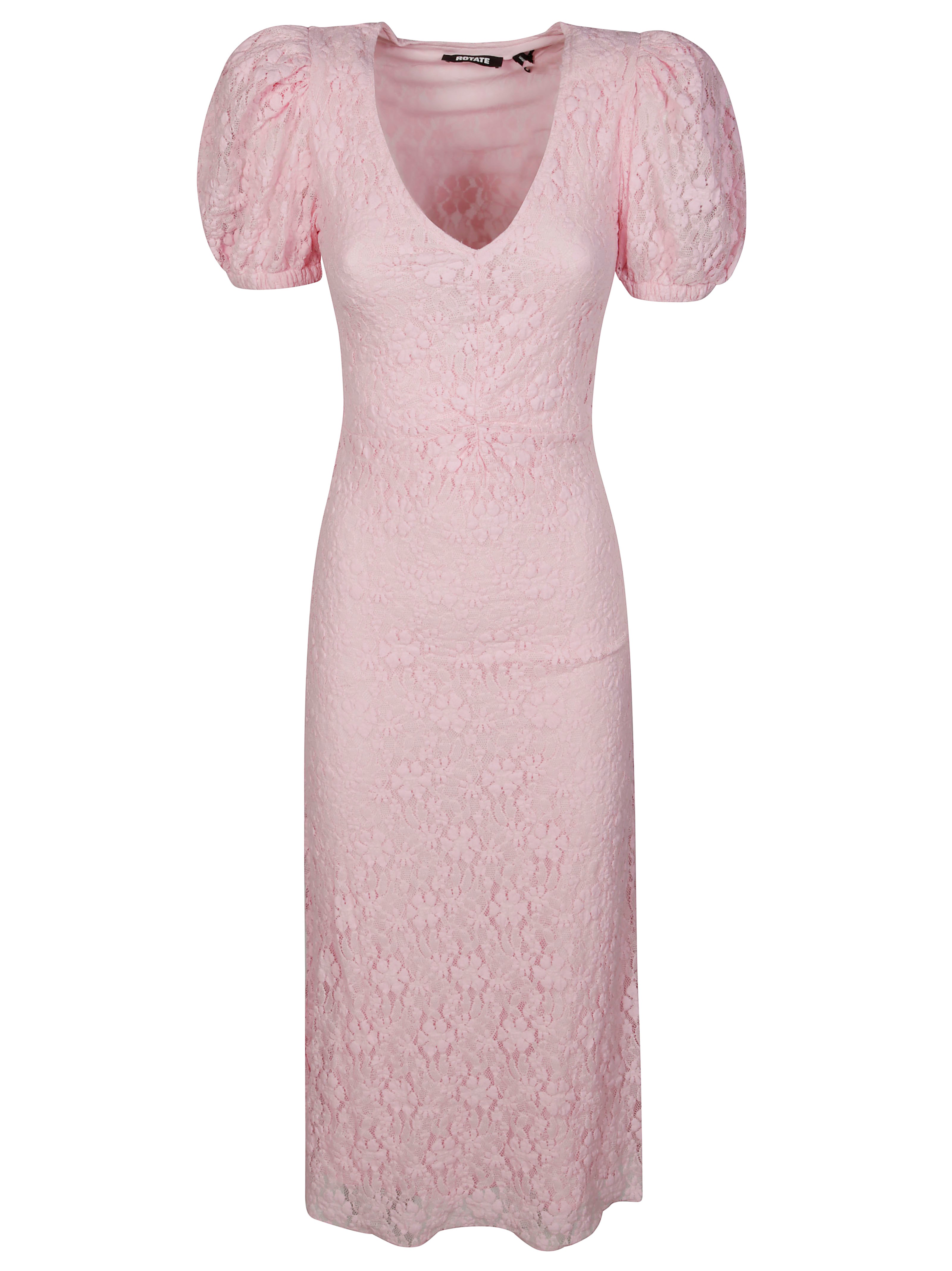 Rotate Birger Christensen Lace Puff Sleeve Dress In Rosa