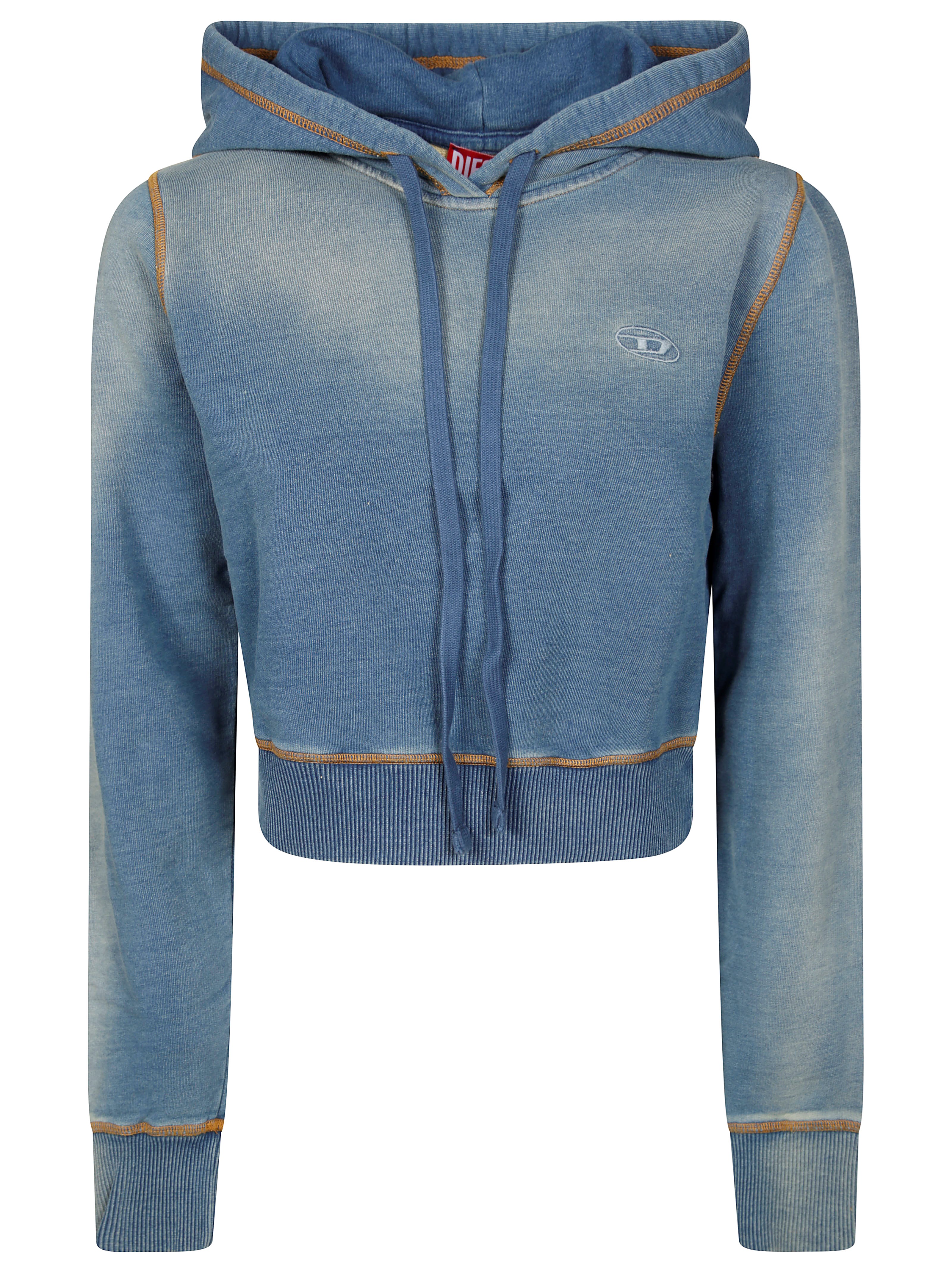 Diesel 'slimmy' Cropped Hooded Sweatshirt In Blu