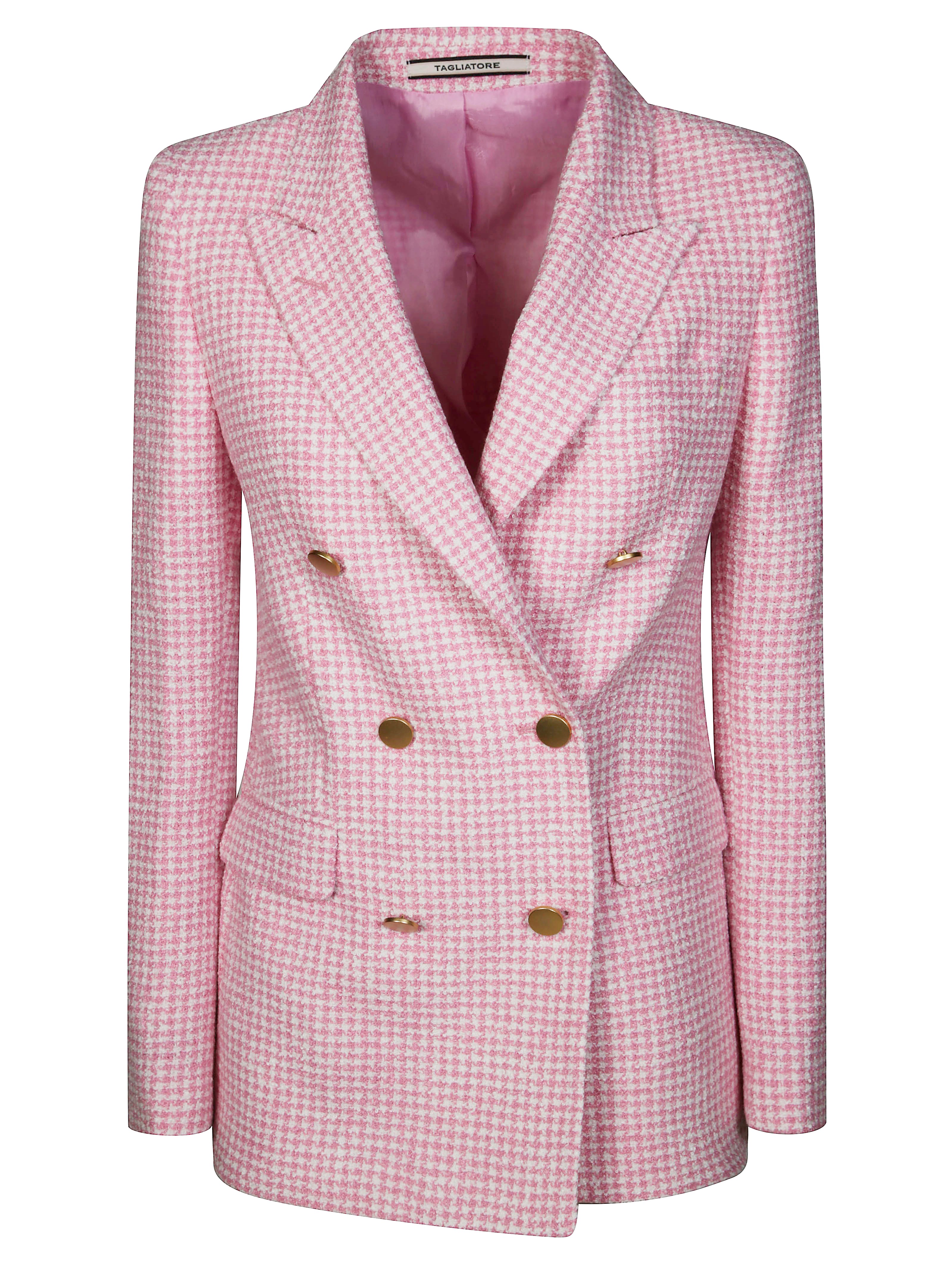 Tagliatore Double-breasted Linen Blazer With Central Vent In Pink