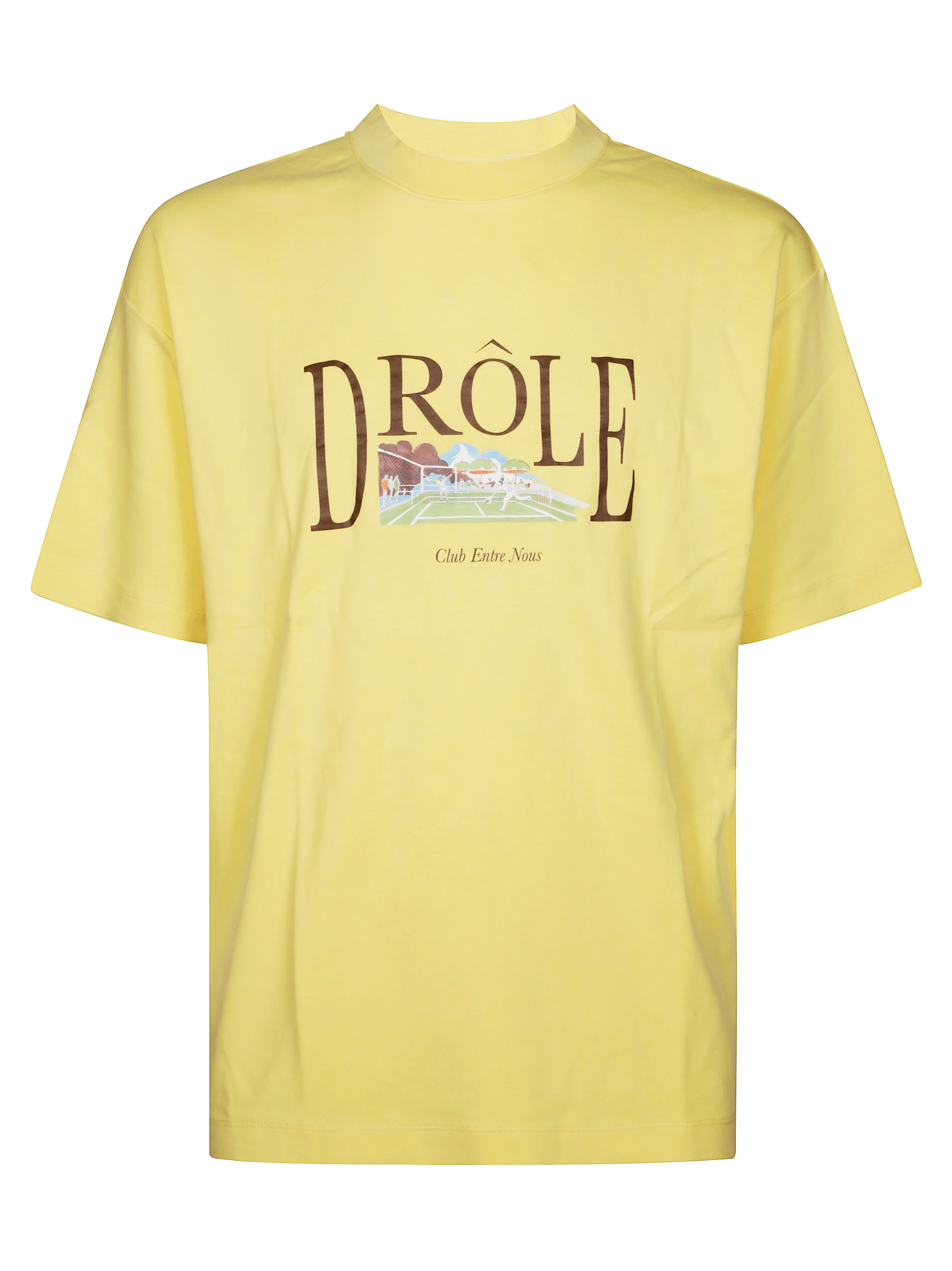 Drôle De Monsieur Graphic Print Tennis Court T-shirt In Yellow