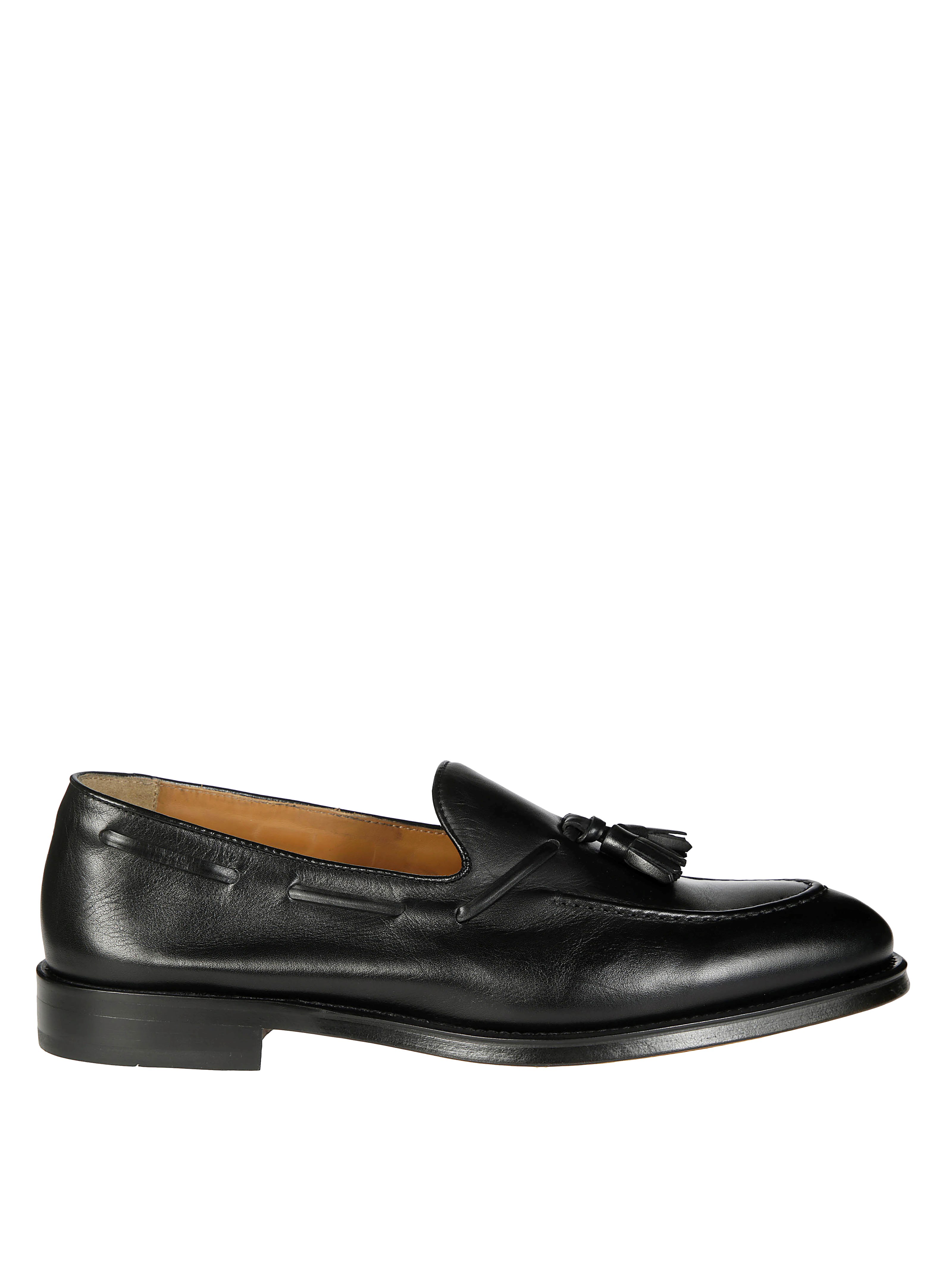 Doucal's Black Slip-on Loafers With Tassel Detail In Black